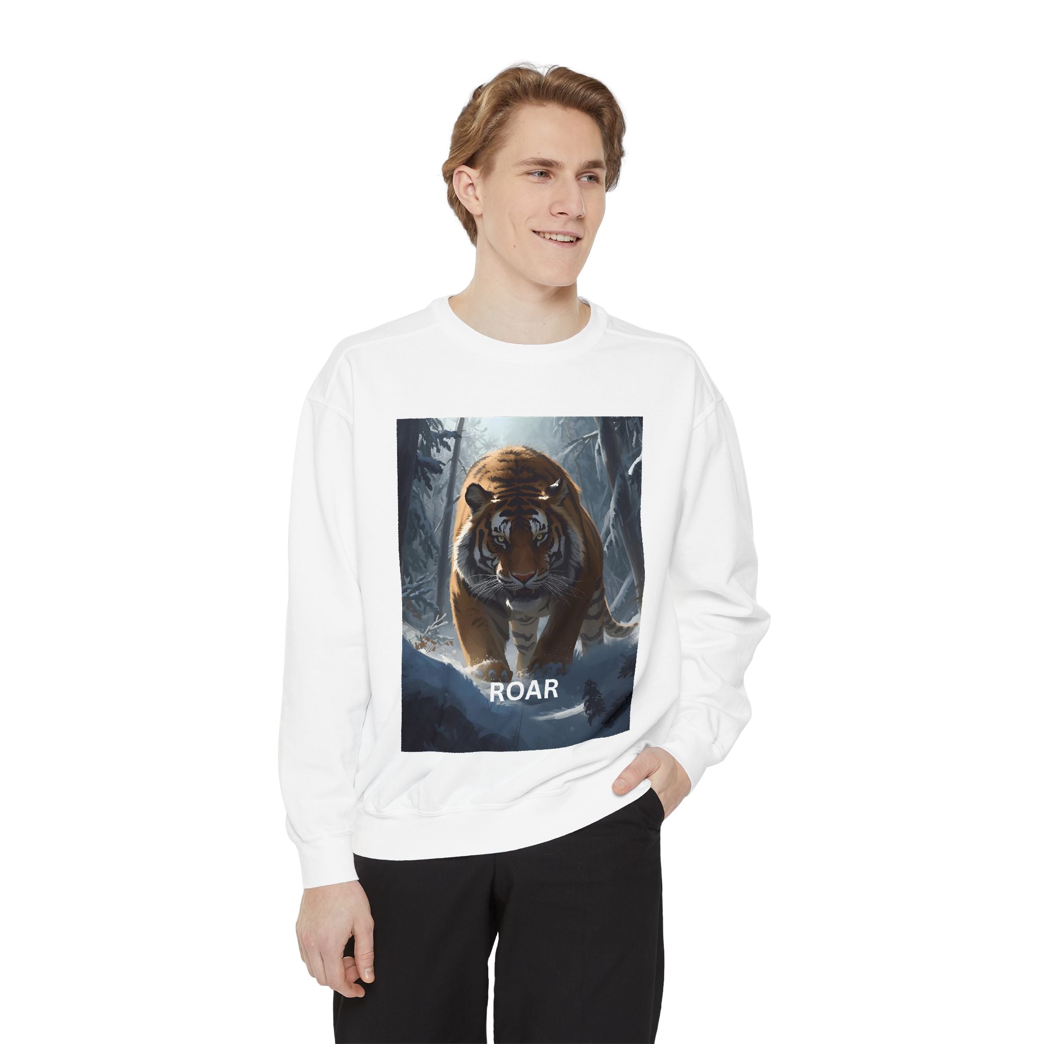 Tiger Roar Snow Unisex Garment-Dyed Sweatshirt