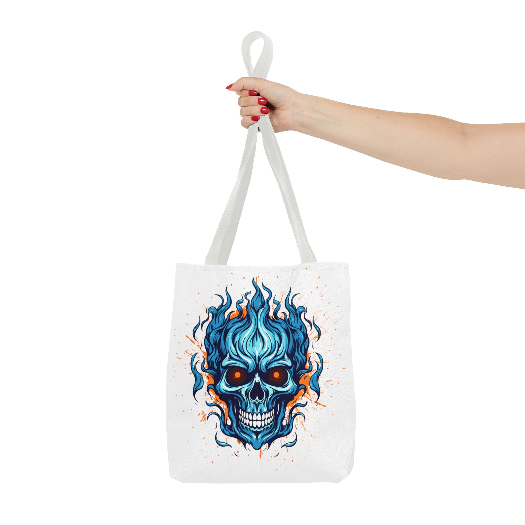 Skull Flame Tote Bag: Edgy Canvas Bag for Cosplay, Festivals, Shopping, Halloween, and Gift Purposes