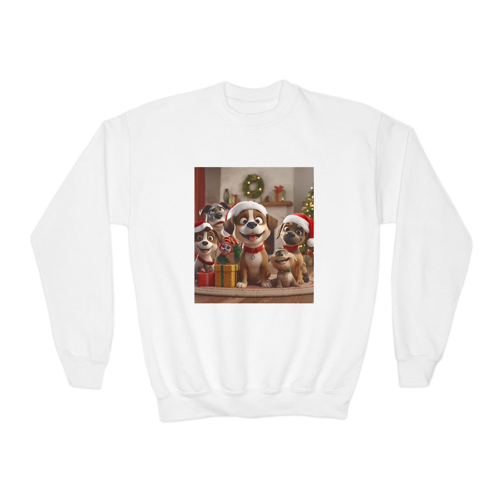 Cute Christmas Festive Dogs Youth Crewneck Sweatshirt