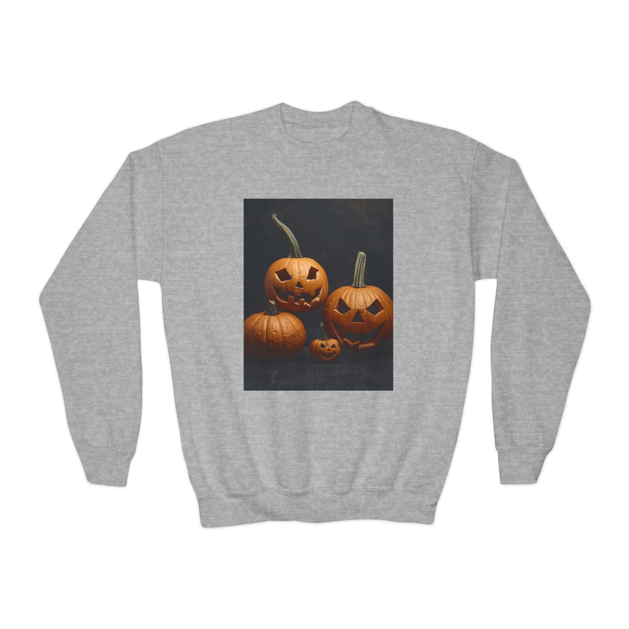 Spooky Halloween Pumpkin Youth Crewneck Sweatshirt
