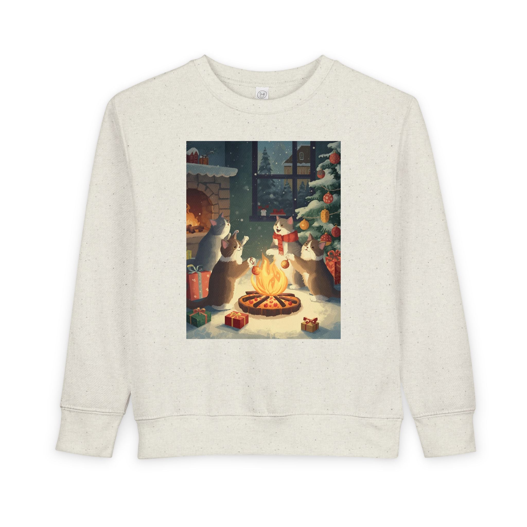 Cozy Holiday Toddler Sweatshirt, Christmas Gift, Cute Cat Design, Winter Apparel, Kids Holiday Clothing, Family Matching