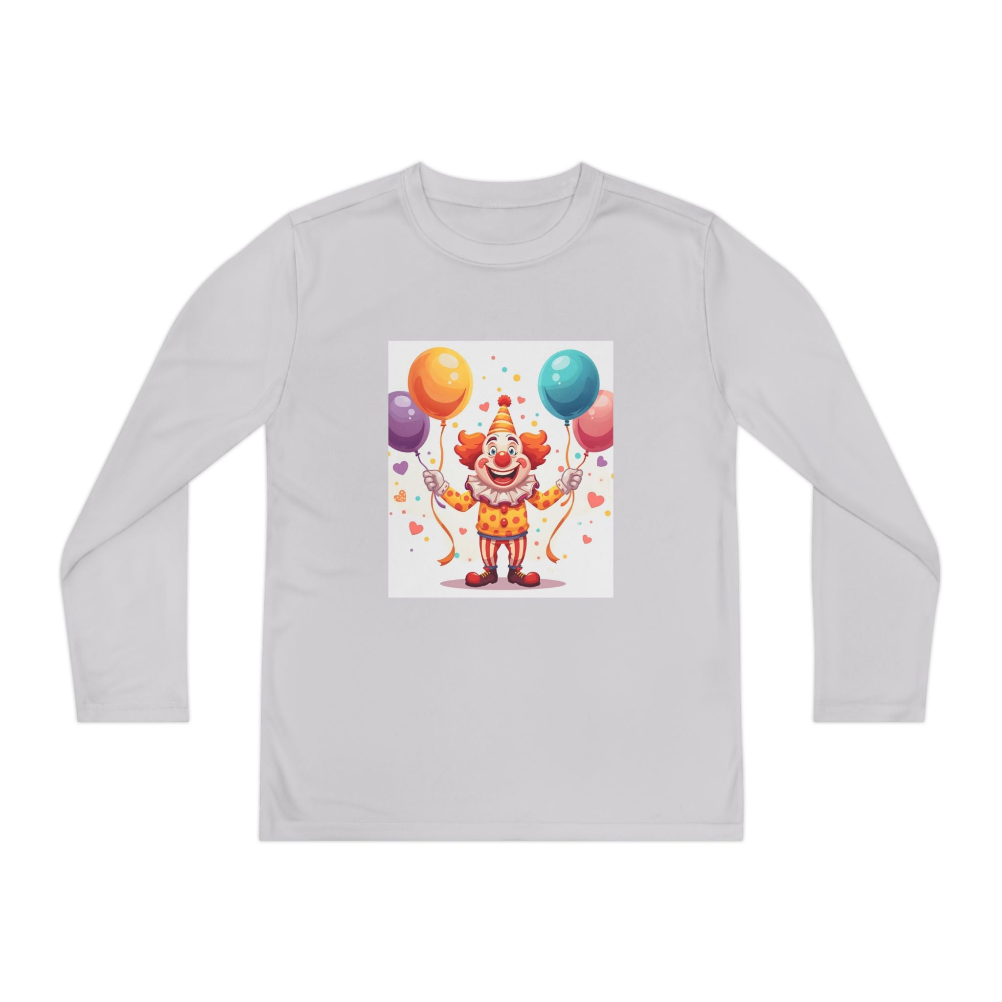 Birthday Clown With Balloons Youth Long Sleeve Competitor Tee