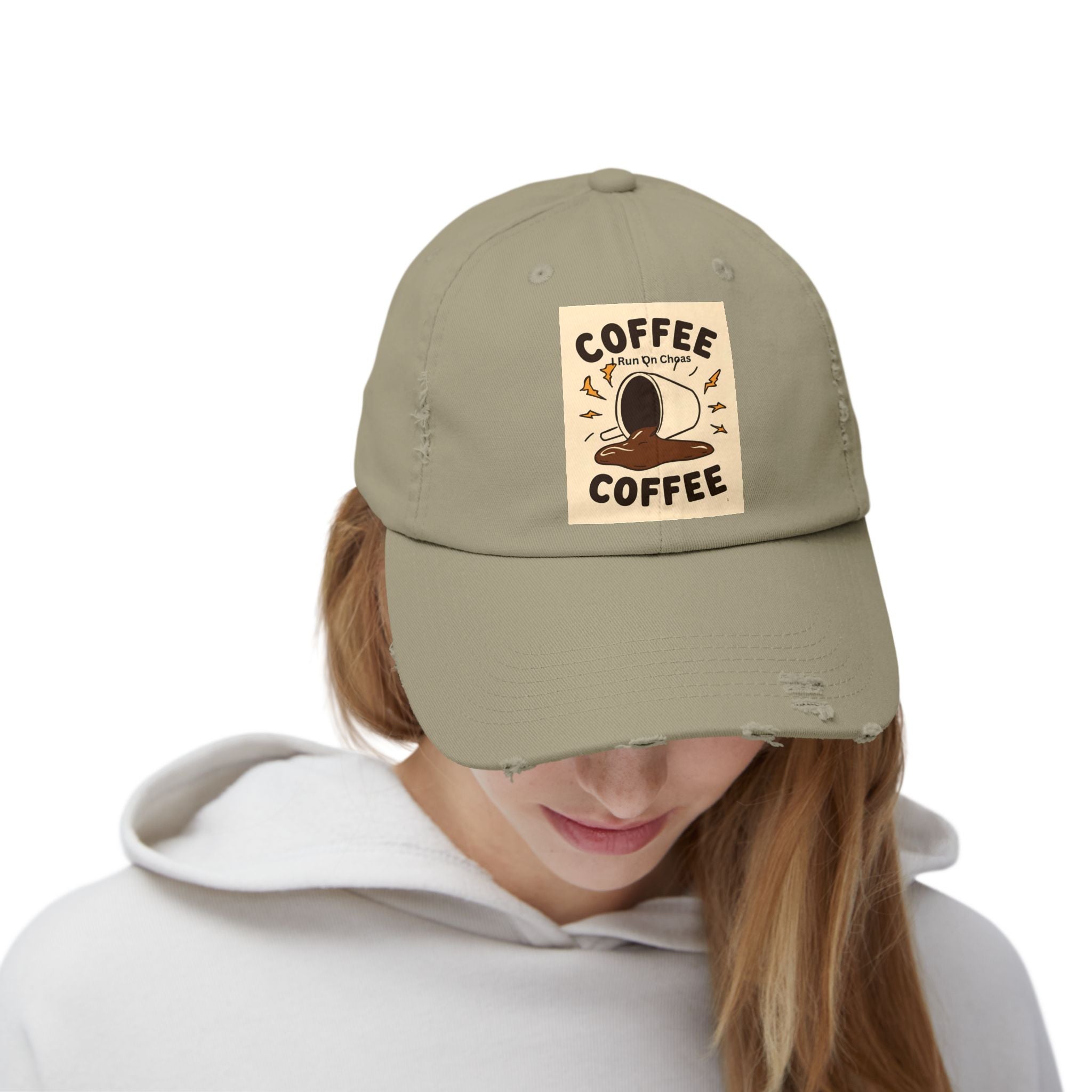 Coffee Coffee Unisex Distressed Cap