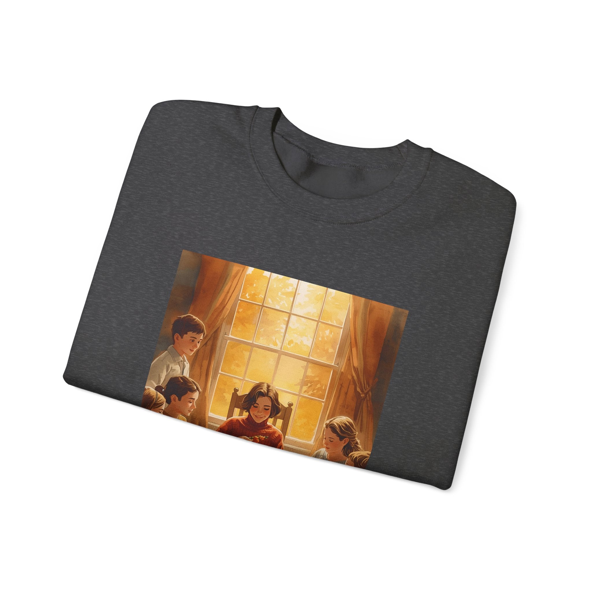 Cozy Family Dinner Crewneck Sweatshirt | Warm Winter Apparel, Casual Layering, Gift for Holidays, Family Gatherings, Nostalgic Artwork