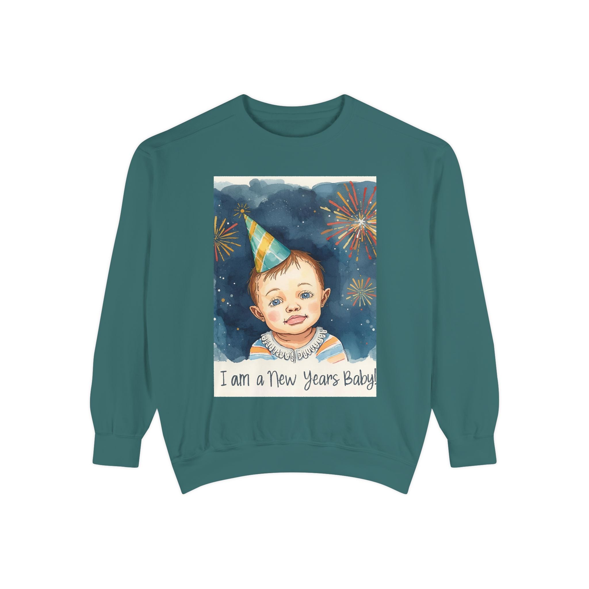 New Year's Baby Sweatshirt, Unisex Garment-Dyed Sweatshirt, Cute New Year Outfit, Holiday Gift, Baby Celebration Wear, Cozy Party Sweater