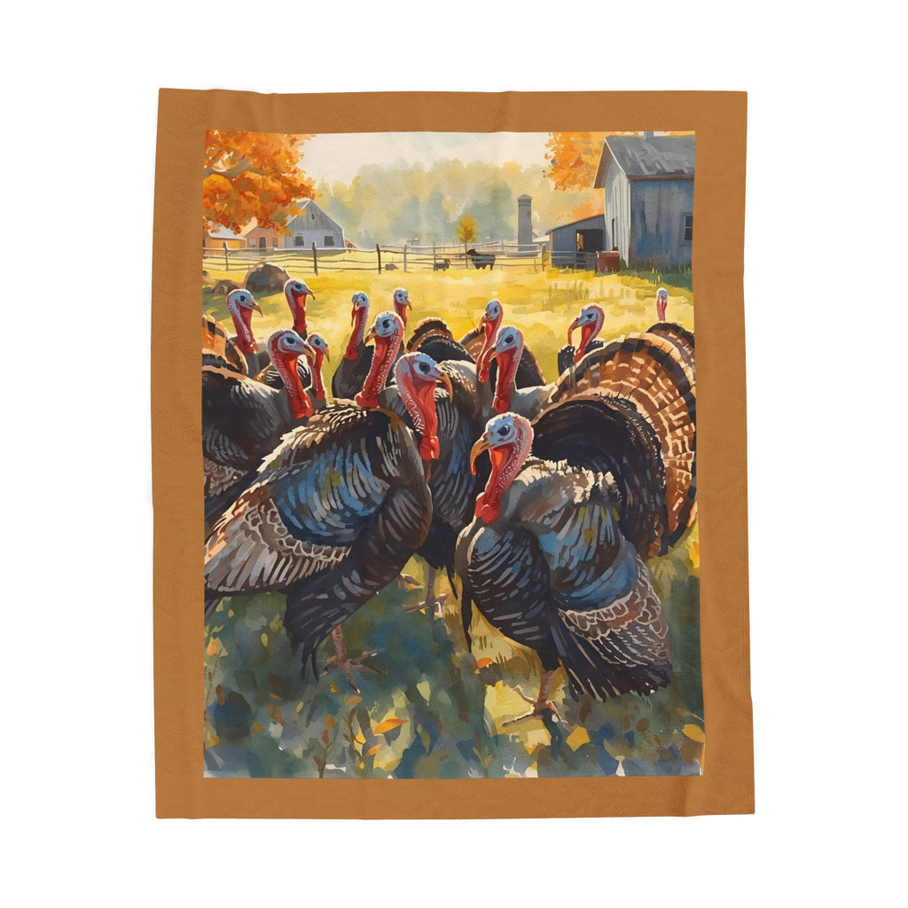 Thanksgiving Turkey Velveteen Plush Blanket