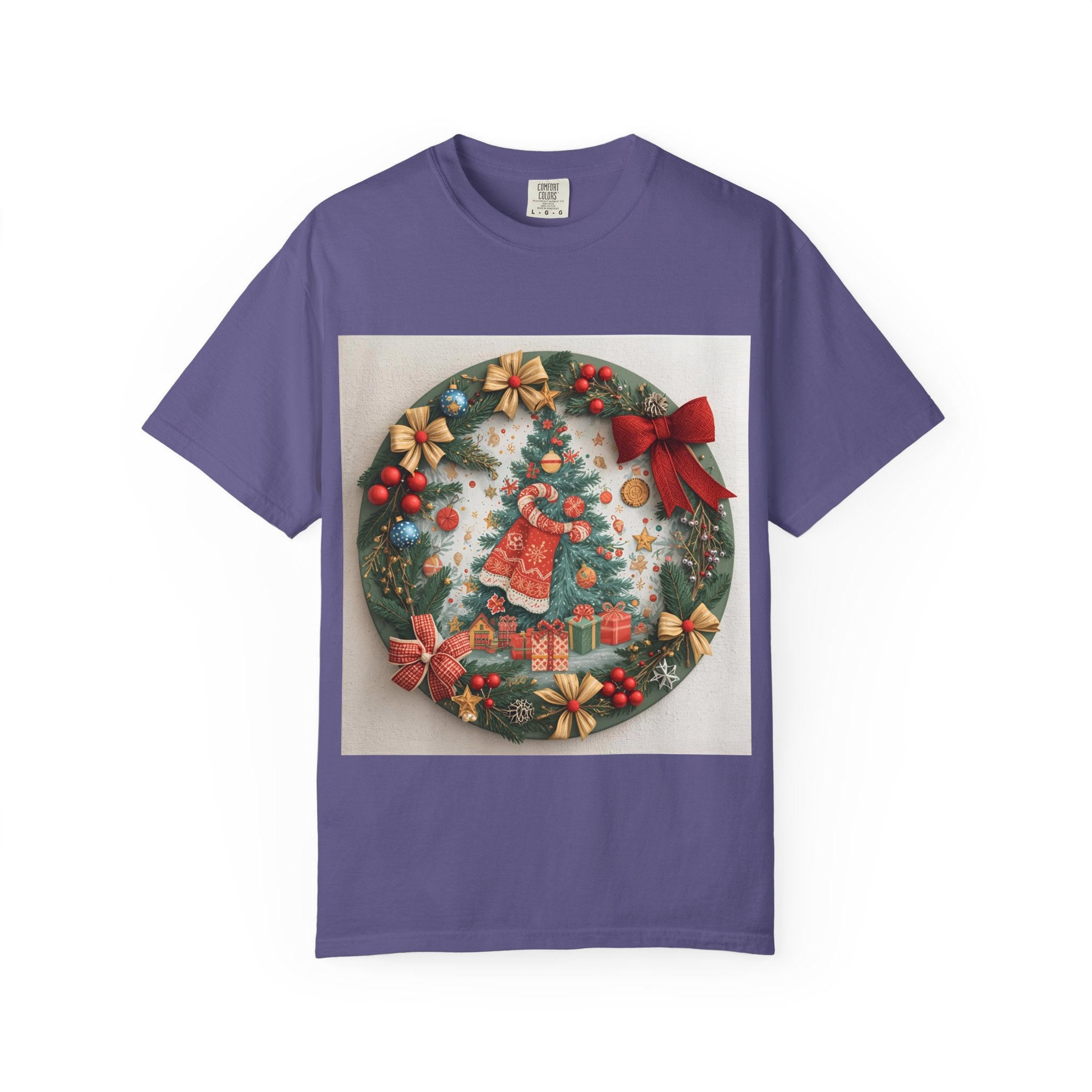 Christmas Wreath Festive Holiday T-Shirt, Christmas Tee, Seasonal Wear, Gift for Him/Her, Cute Xmas Shirt, Unisex Holiday Apparel