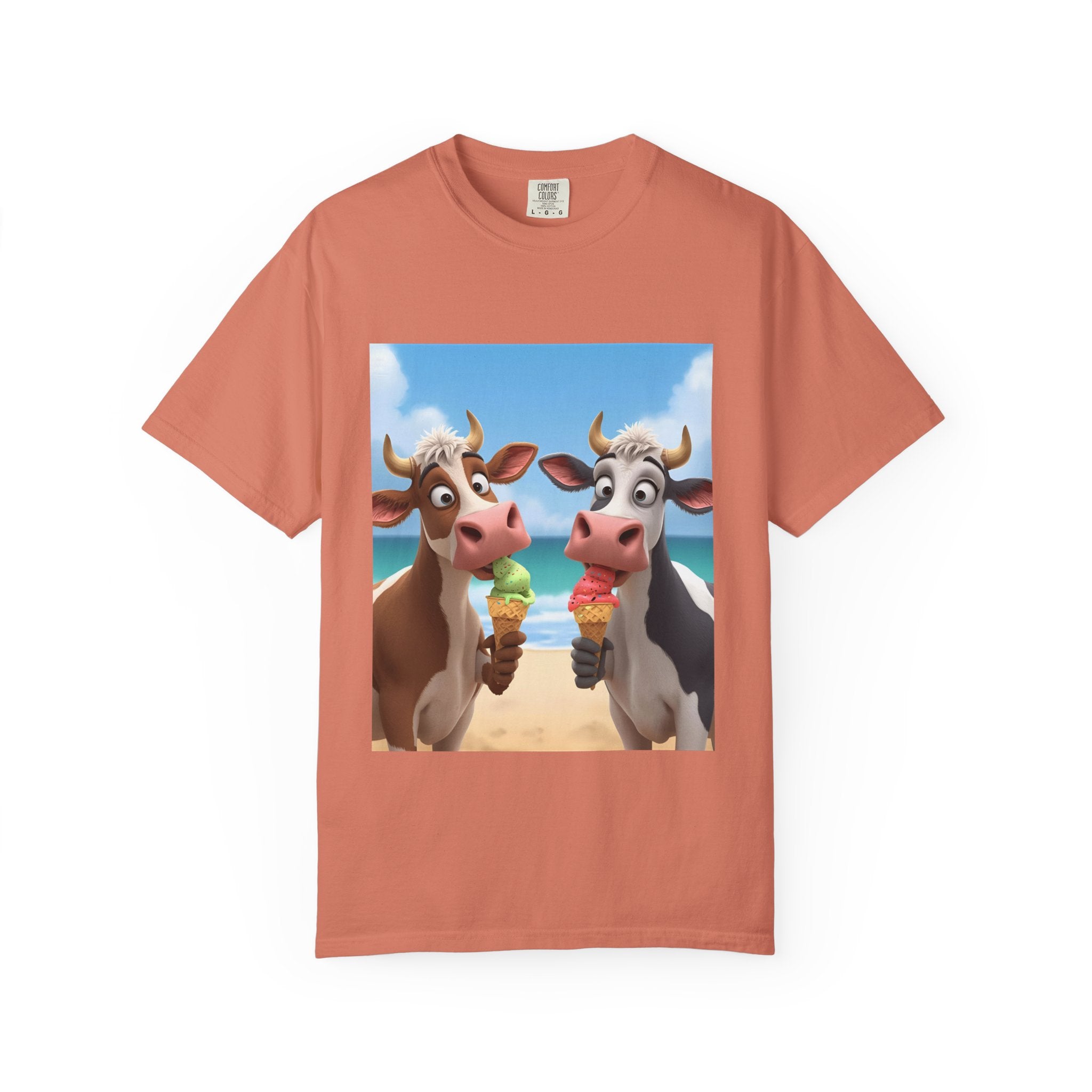 Cute Cow Ice Cream T-Shirt, Fun Summer Tee, Animal Lover Gift, Unisex Casual Top, Beach Vibes Apparel, Cute Gift for Friends