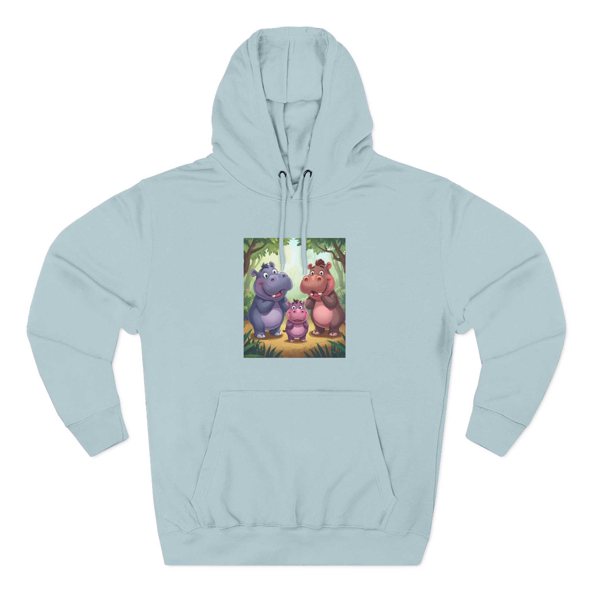 Hippo Cute Three-Panel Fleece Hoodie