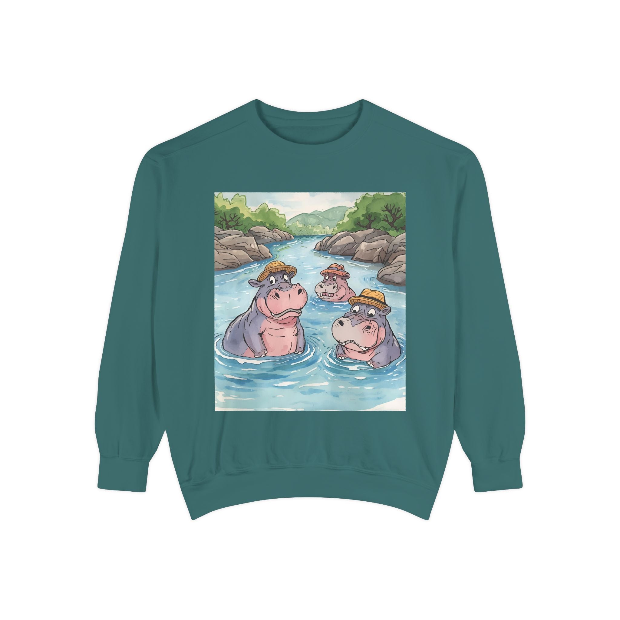 Hippo Cute Unisex Garment-Dyed Sweatshirt