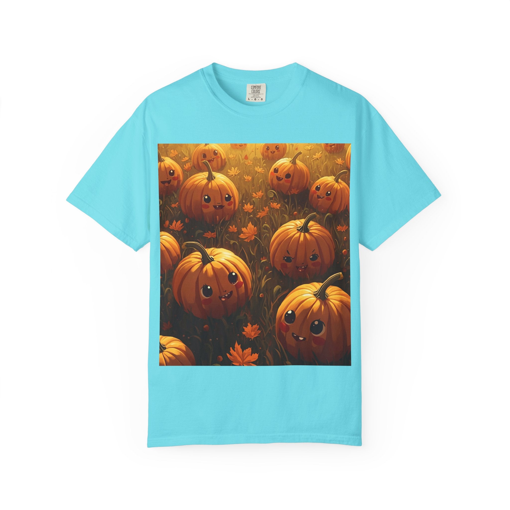 Cute Pumpkin Graphic T-Shirt, Fall Fashion, Halloween Tee, Autumn Wear, Unisex Garment-Dyed Shirt, Seasonal Gift