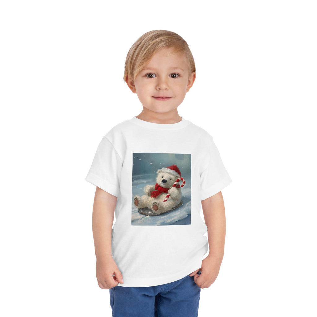 Cute Christmas Bear Toddler Short Sleeve Tee