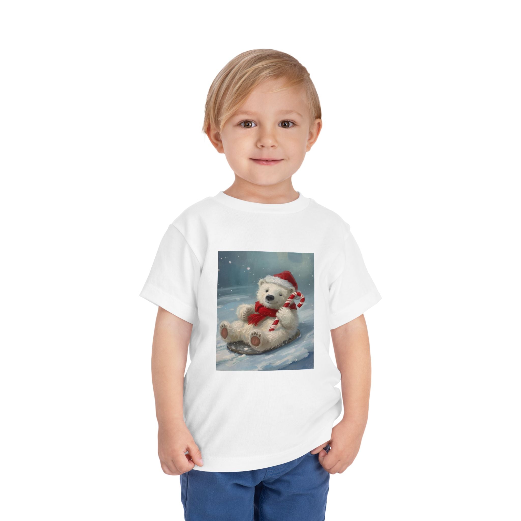 Cute Christmas Bear Toddler Short Sleeve Tee