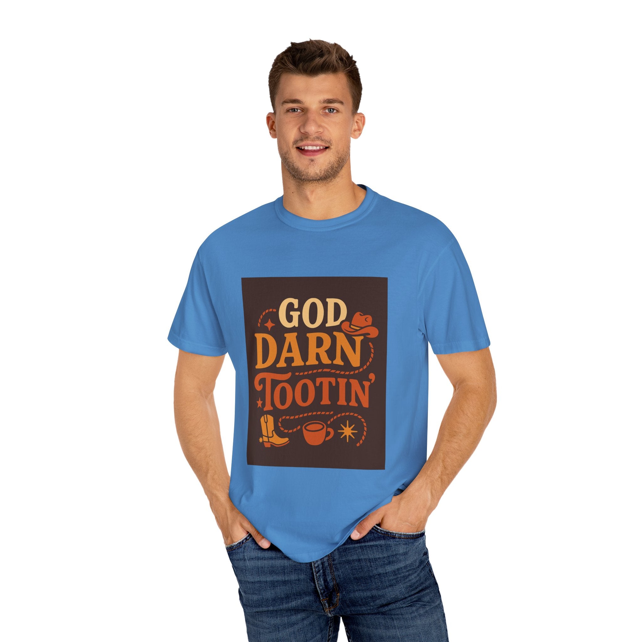 Vintage-Inspired Unisex T-Shirt with 'God Darn Tootin' Graphic - Perfect for Cowpoke Gatherings, Western Themed Events, Gift