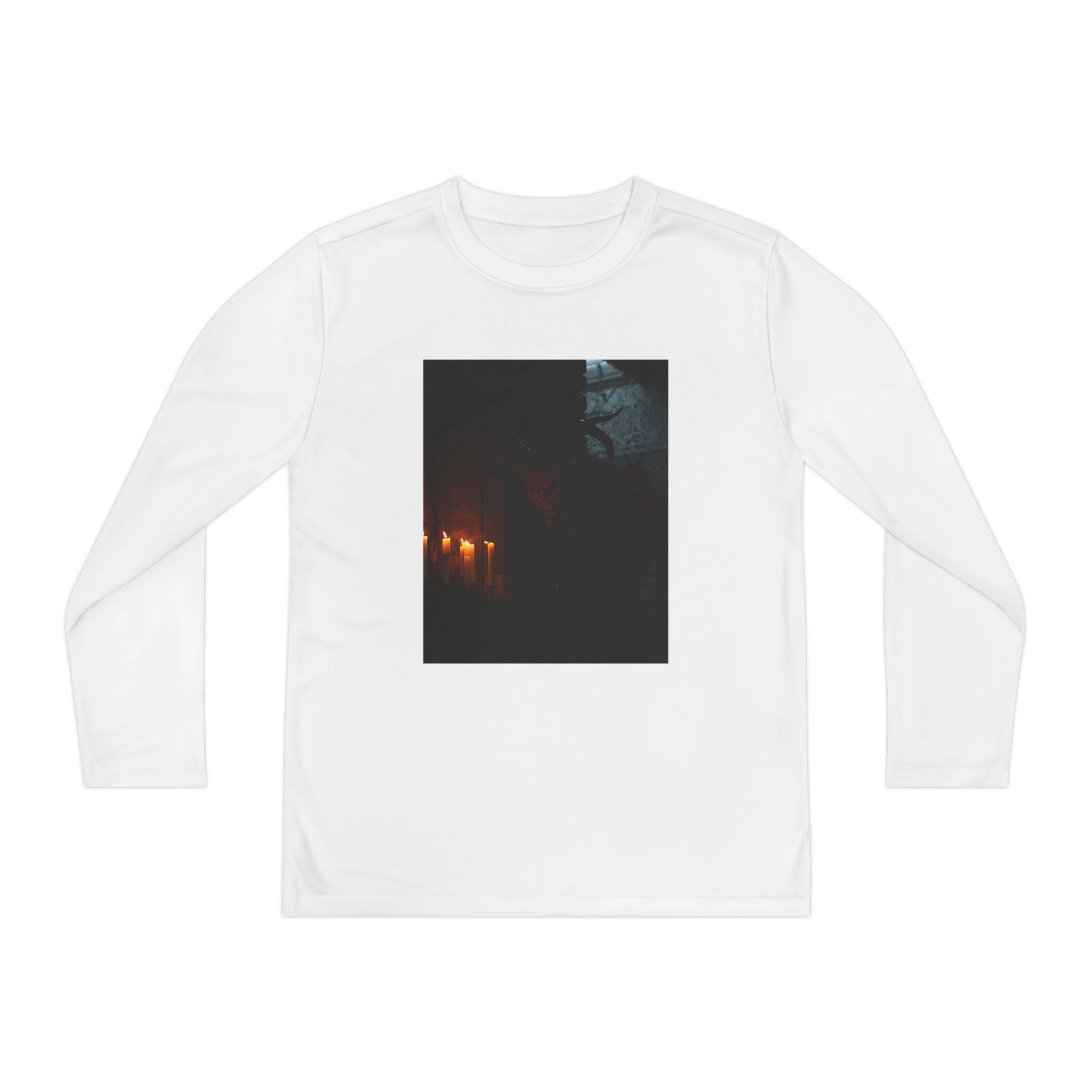 Spooky Halloween Pumpkin Shadow Youth Long Sleeve Competitor Tee