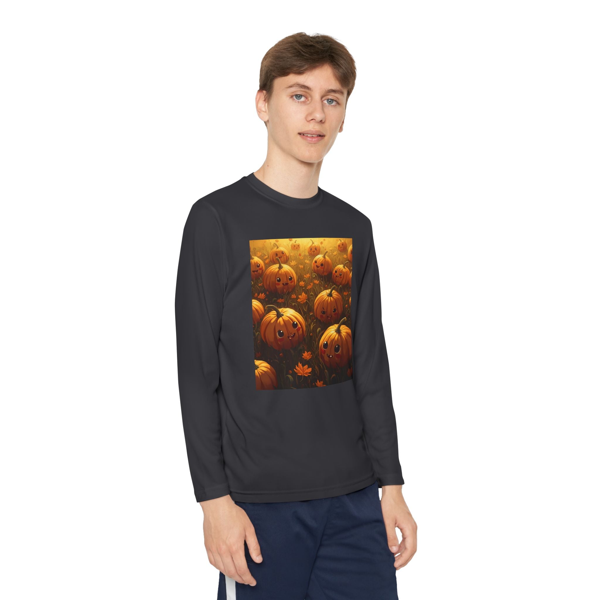 Happy Halloween Pumpkin Youth Long Sleeve Competitor Tee