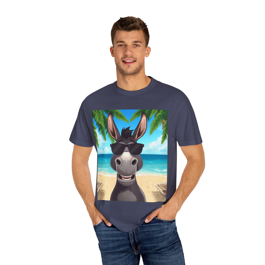 Chill Donkey Sunset T-Shirt, Unisex Summer Tee, Casual Beachwear, Gift for Animal Lovers, Fun Vacation Shirt