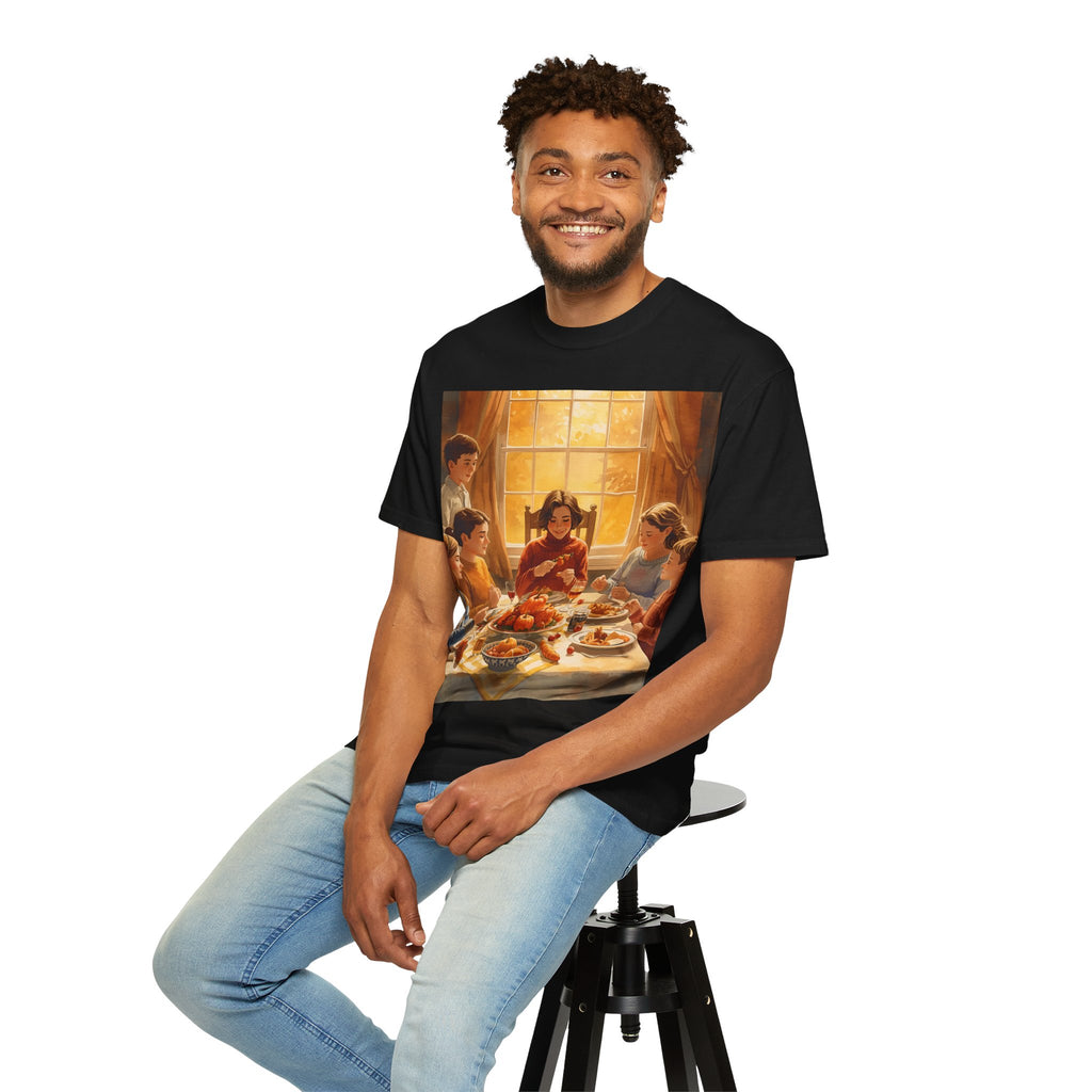 Thankful Family Dinner T-shirt, Unisex Tee, Fall Apparel, Cozy Top, Gift for Thanksgiving Lovers, Family Gathering Shirt