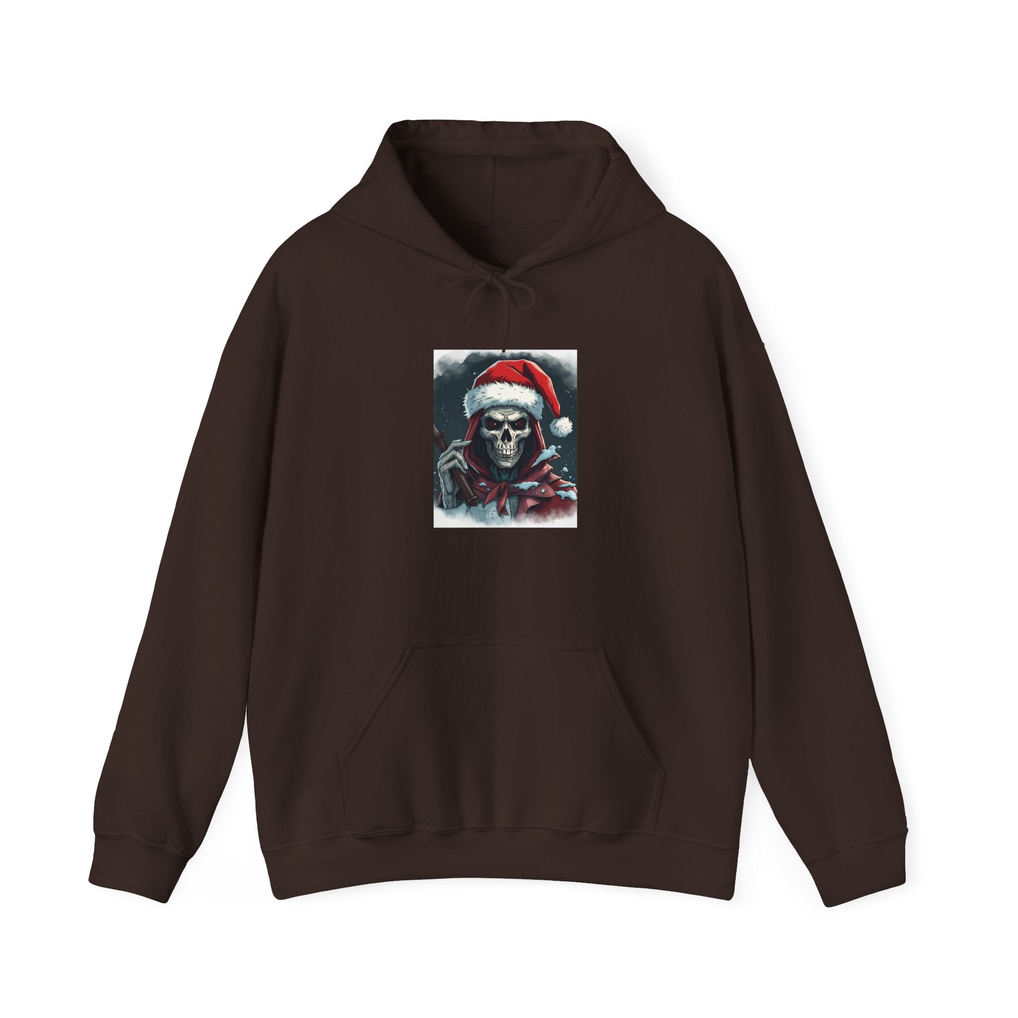Santa Skull Hoodie, Unisex Heavy Blend Sweatshirt, Halloween Christmas Gift, Cozy Holiday Apparel, Unique Graphic Sweatshirt