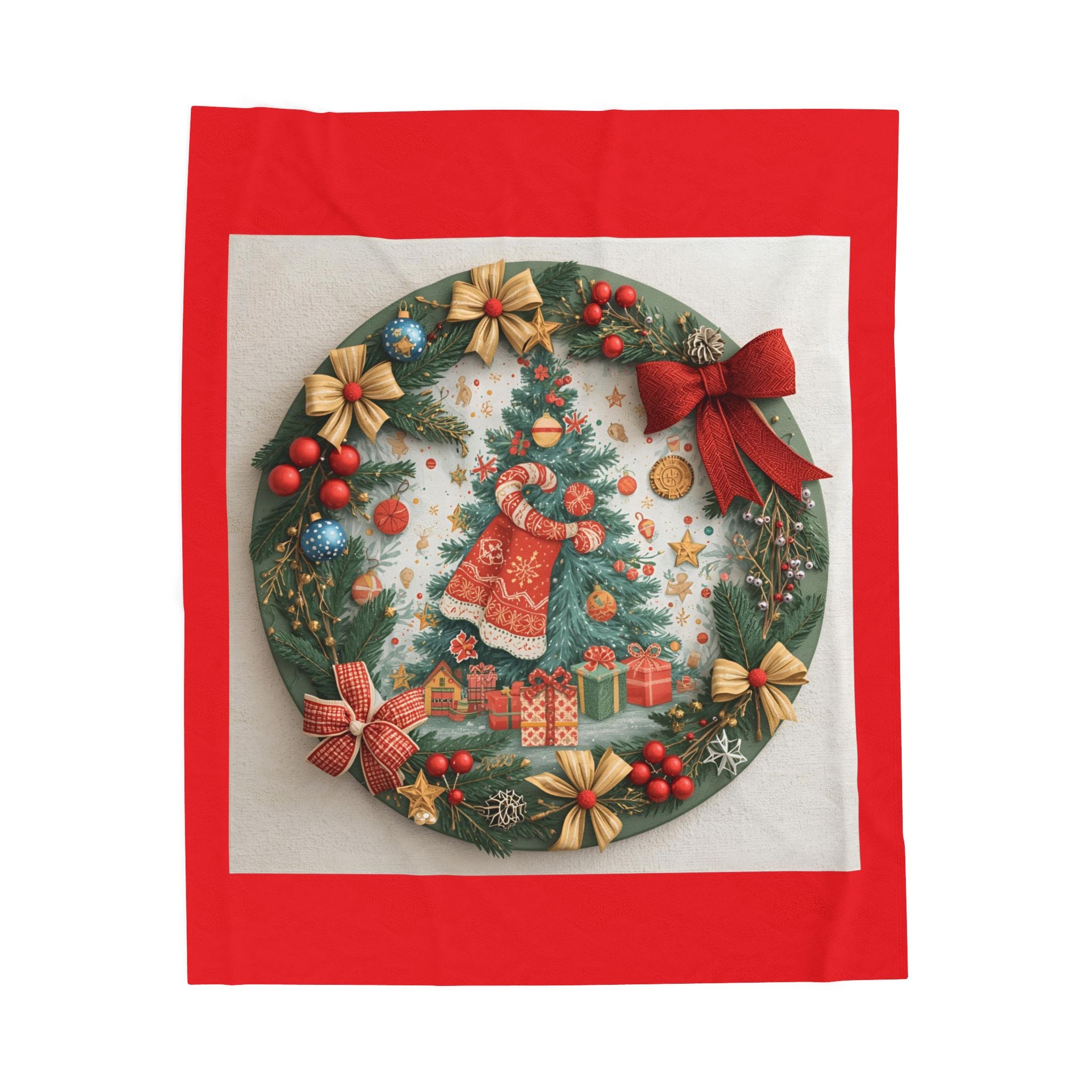 Christmas Wreath Velveteen Plush Blanket
