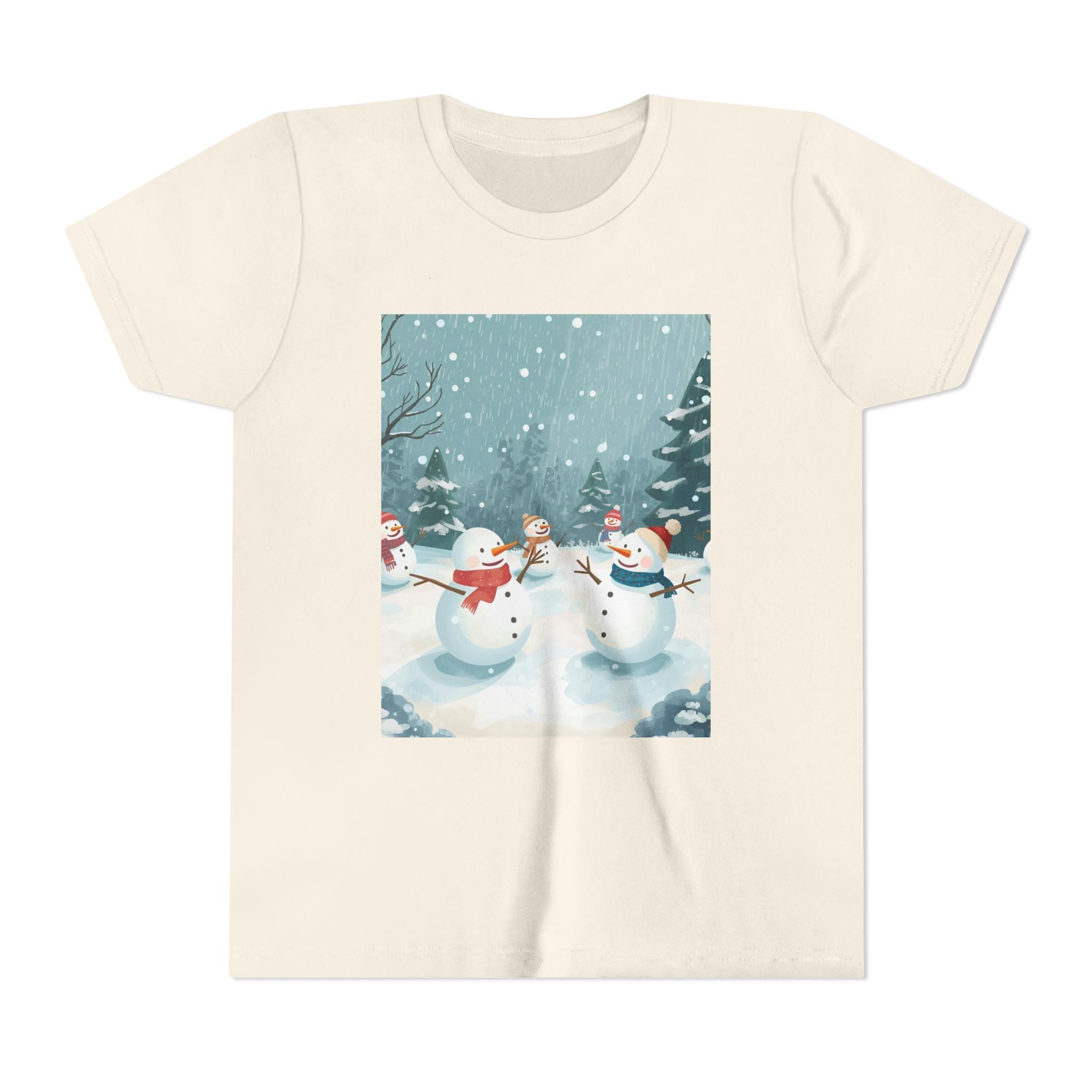 Festive Christmas Snowman Youth Short Sleeve Tee