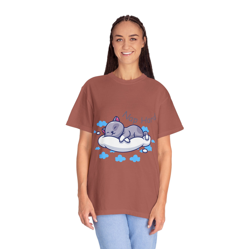 Cat Nap Graphic T-shirt, Cute Cat Tee, Relaxed Fit Apparel, Gift for Cat Lovers, Cozy Lounge Wear, Funny Pet Humor Top