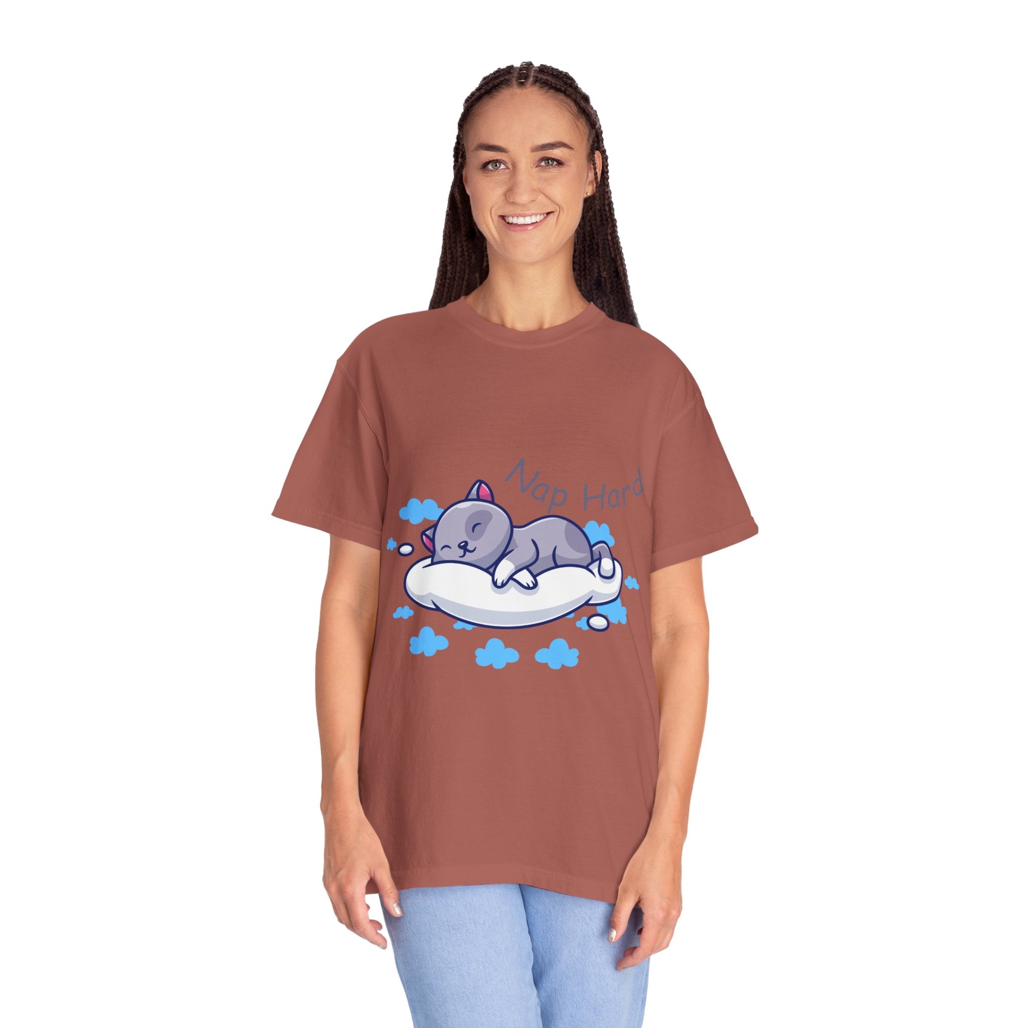 Cat Nap Graphic T-shirt, Cute Cat Tee, Relaxed Fit Apparel, Gift for Cat Lovers, Cozy Lounge Wear, Funny Pet Humor Top