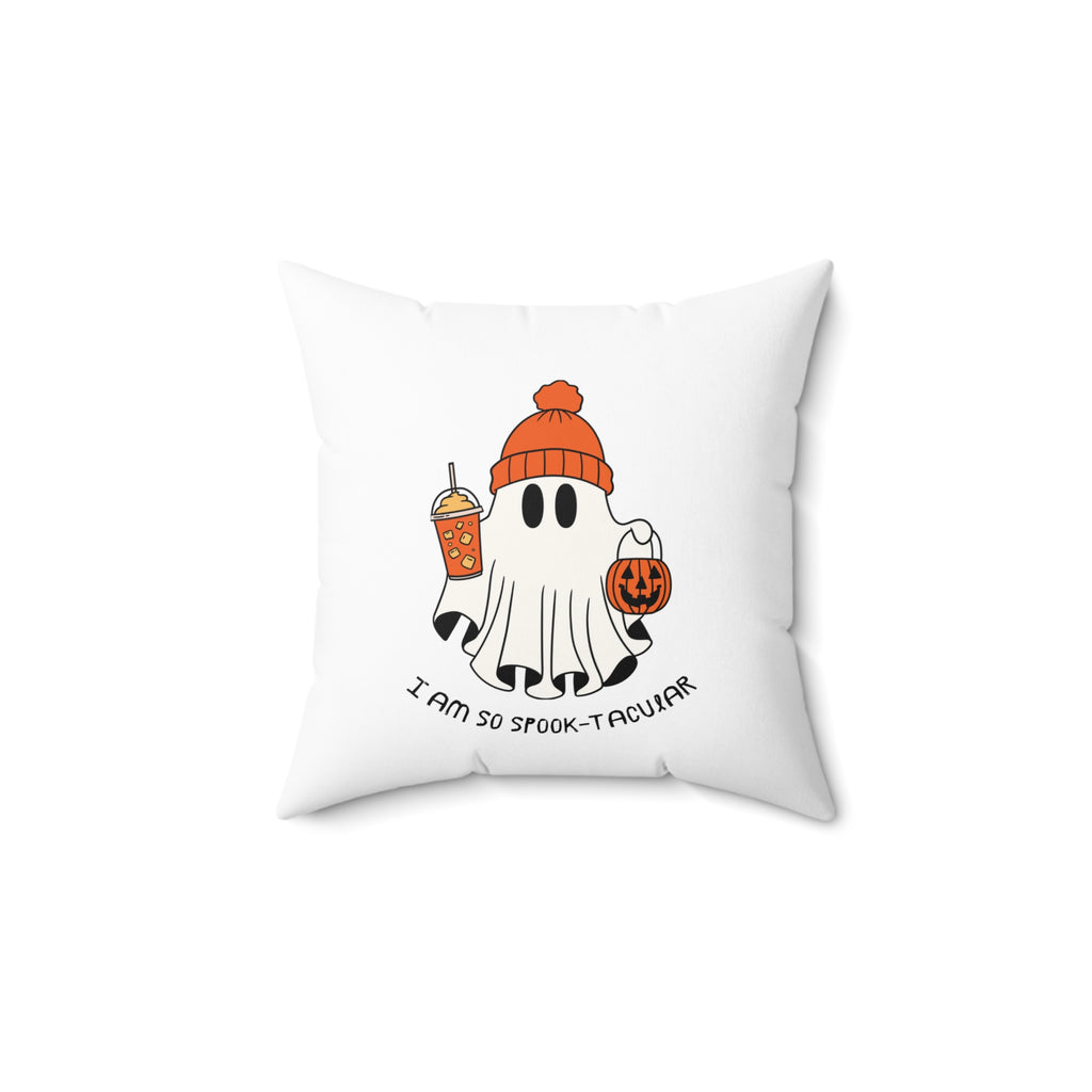 Funny Ghost Halloween Spun Polyester Square Pillow