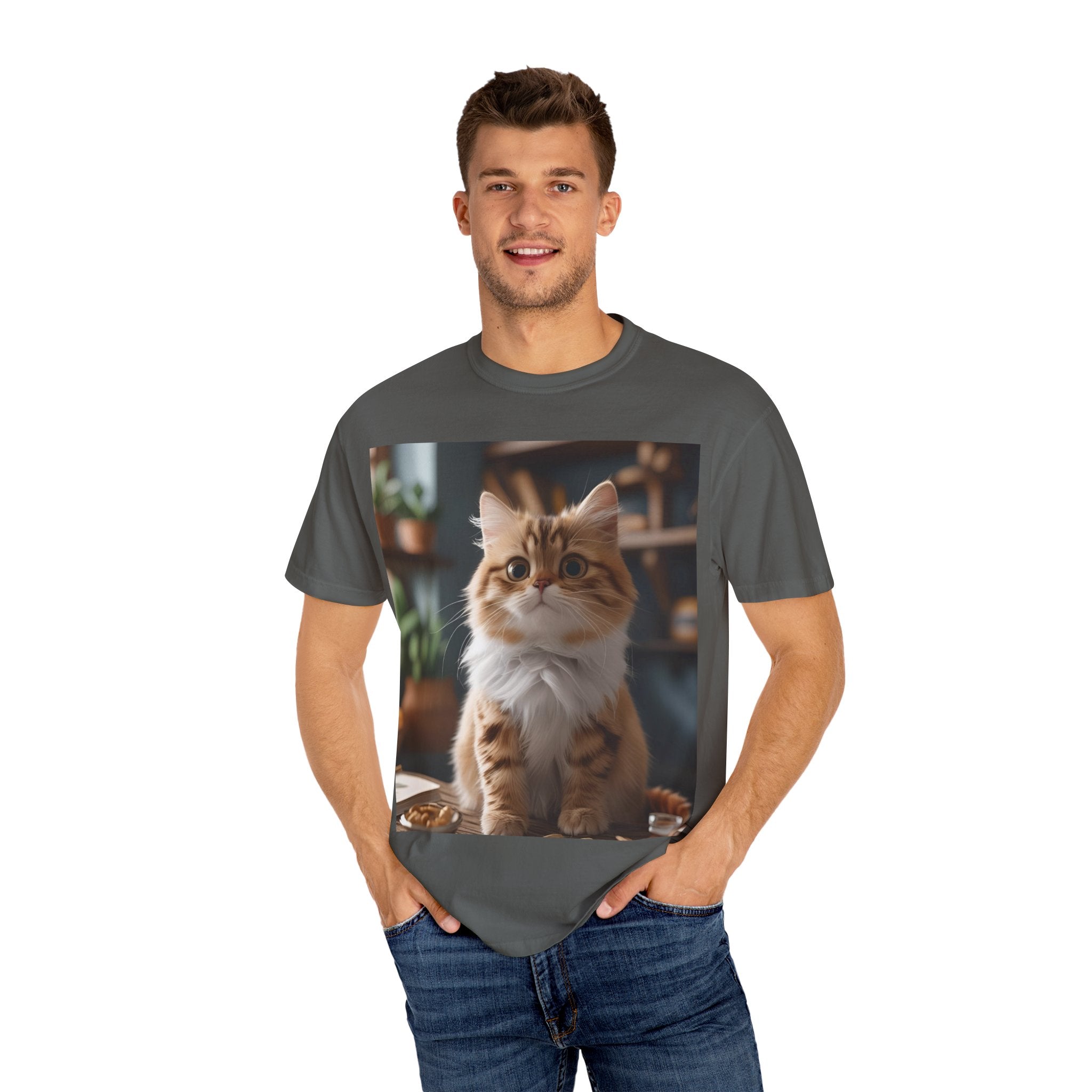 Adorable Cat Graphic T-shirt for Animal Lovers, Cute Pet Tee, Gift for Cat Owners, Casual Wear, Unisex Apparel