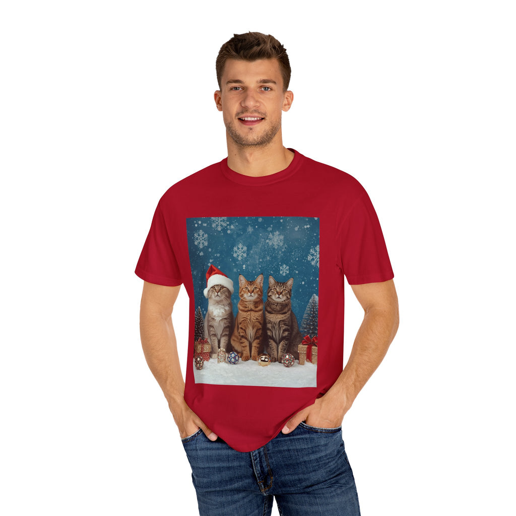 Cute Christmas Festive Cat Christmas T-Shirt, Holiday Shirt, Gift for Cat Lovers, Winter Apparel, Unisex Tee