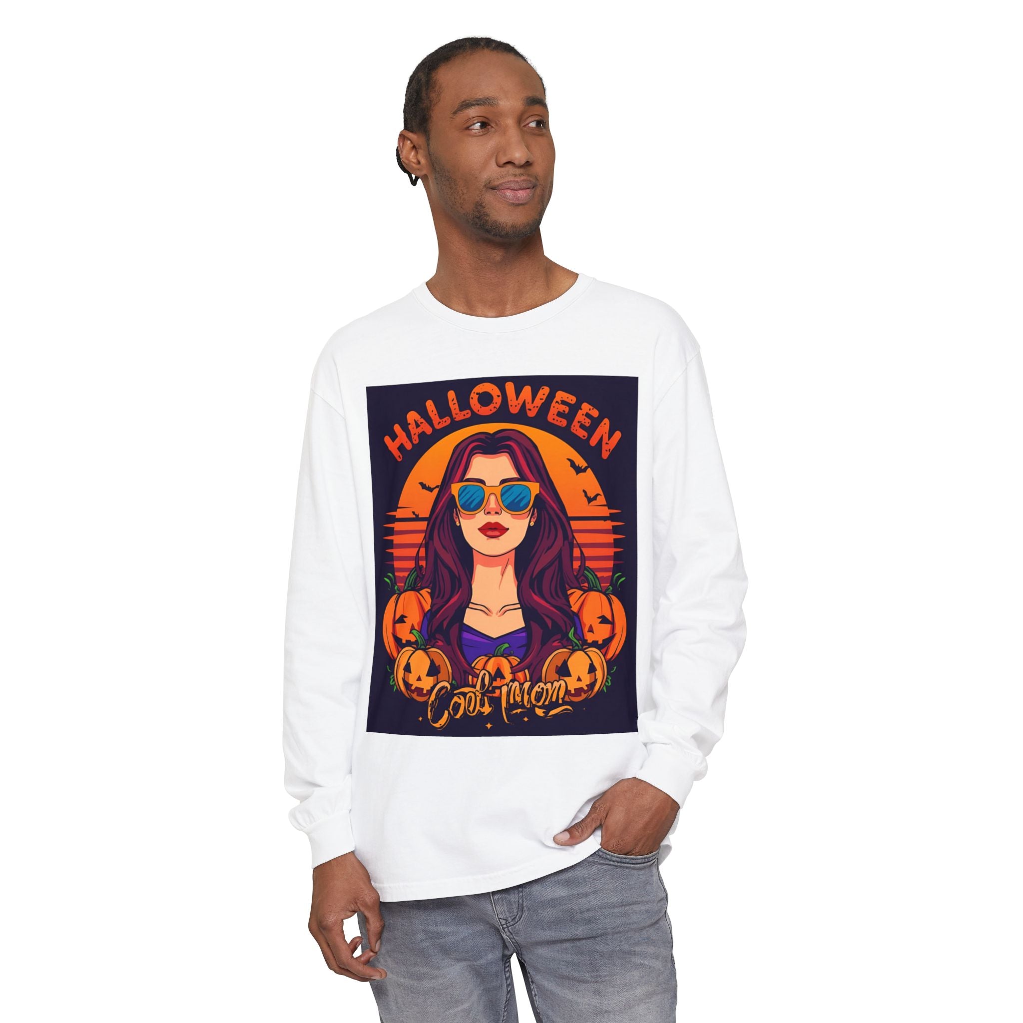 Halloween Themed Unisex Garment-dyed Long Sleeve T-Shirt
