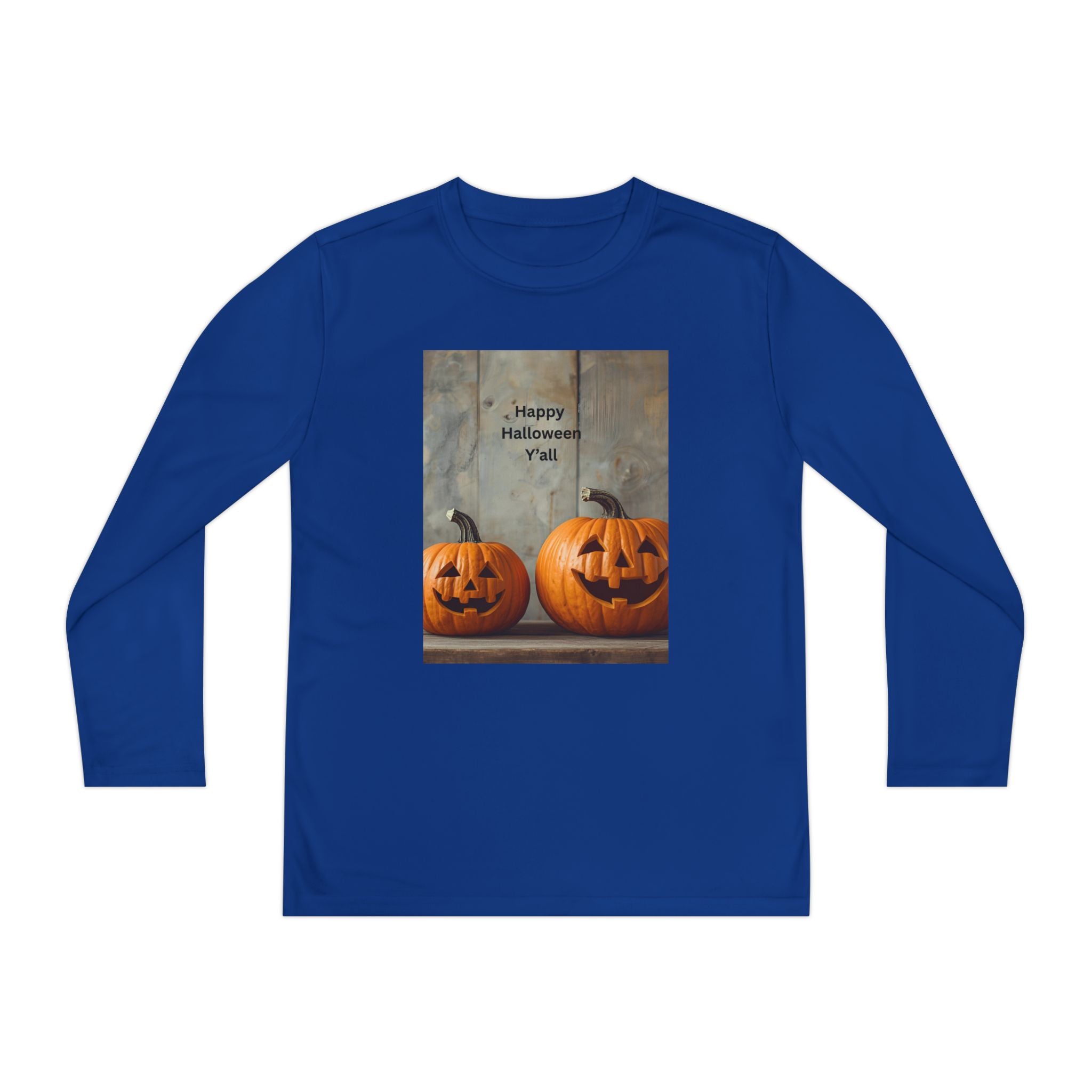 Youth Halloween Pumpkin Long Sleeve Tee, Funny Halloween Shirt, Kids Pumpkin Tee, Fall Celebration Top, Spooky Season Apparel
