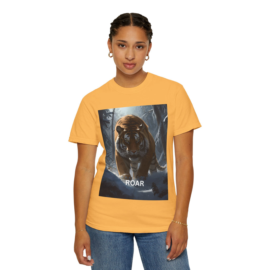 Tiger Roar Snow Unisex T-Shirt, Animal Lover Gift, Wildlife Tee, Casual Wear, Adventure Shirt, Nature Inspired Apparel