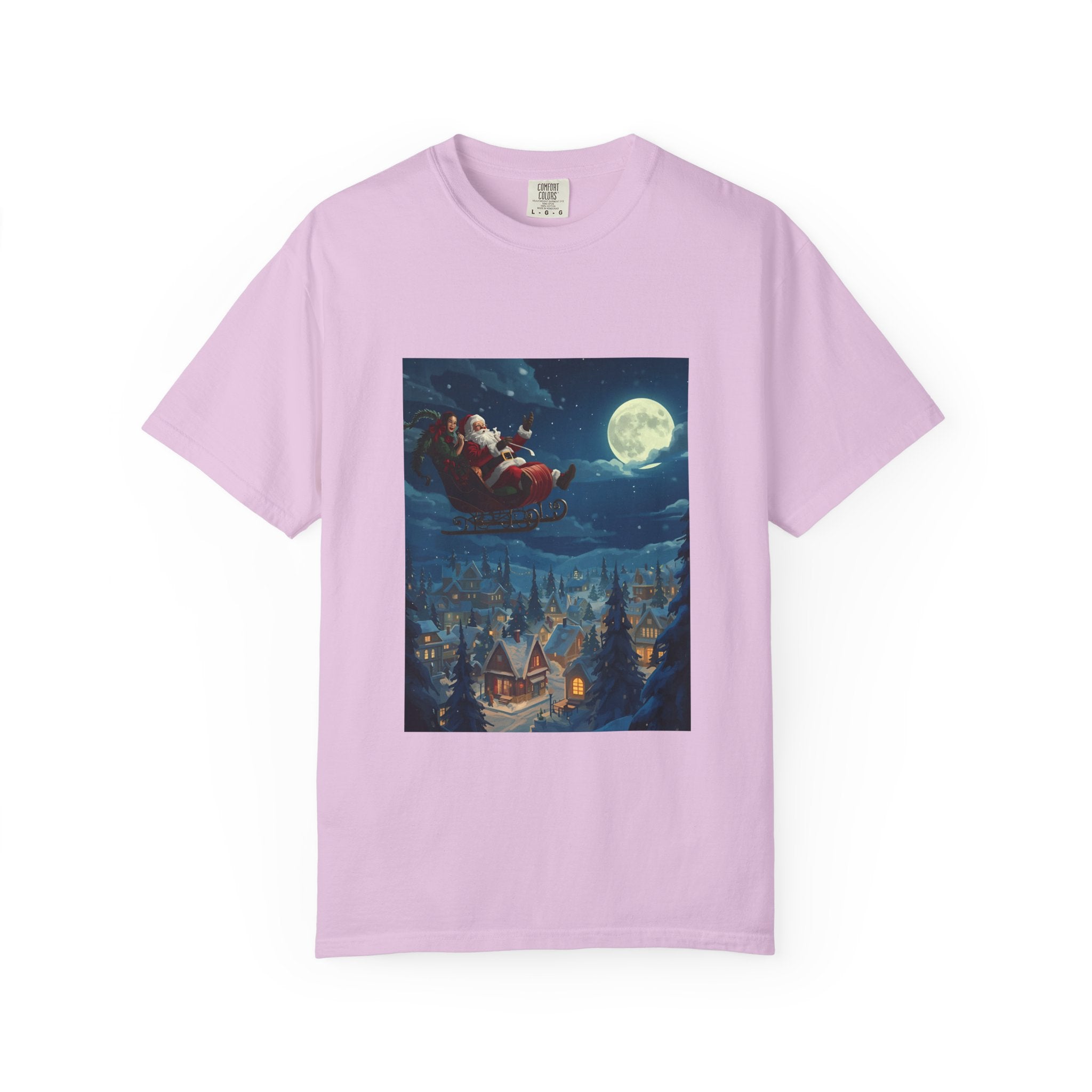 Christmas Santa Sleigh Unisex Garment-Dyed T-shirt
