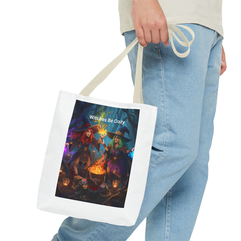 Spooky Halloween Witchy Tote Bag - Witches Be Crazy, Stylish Carryall, Halloween Gift, Boho Bag, Magic Lover's Accessory, Unique Shopper