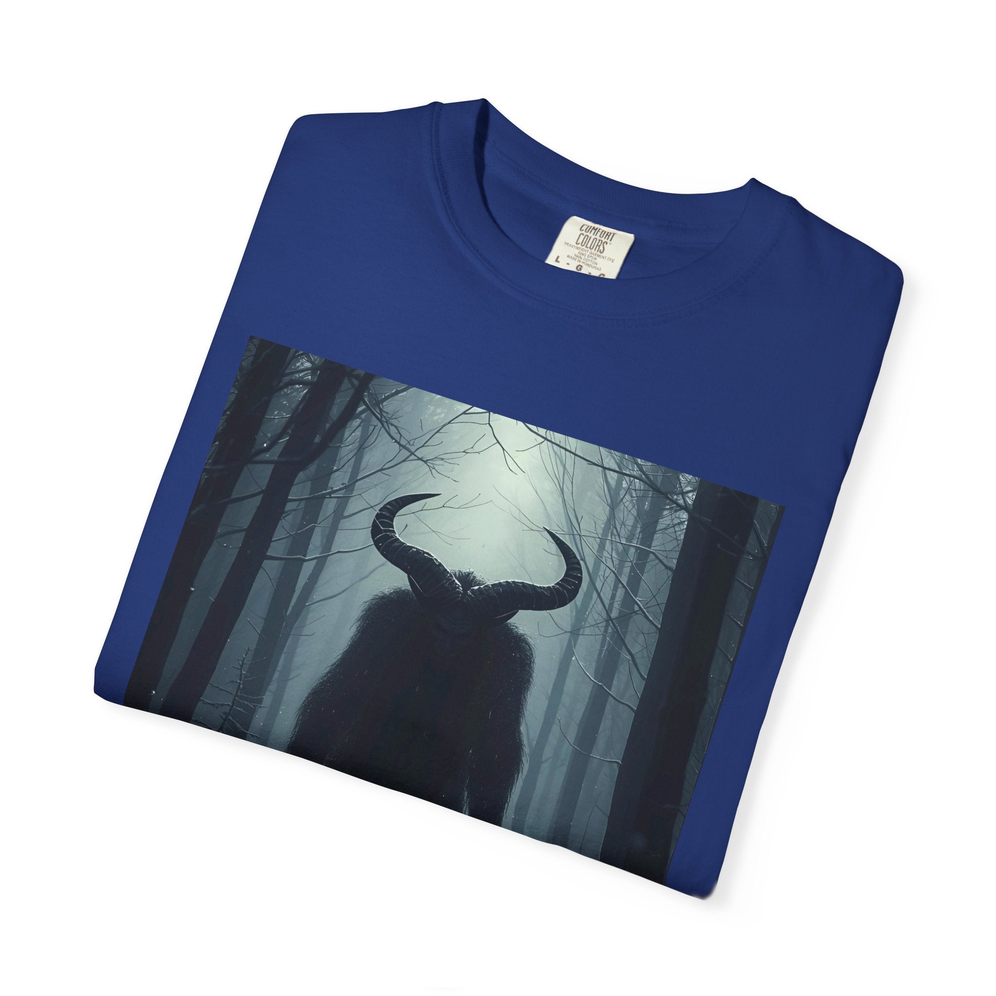 Spooky Mysterious Forest Creature Unisex Garment-Dyed T-Shirt | Unisex Tee, Graphic T-Shirt, Vintage Style, Nature Lover Gift, Unique Artwear