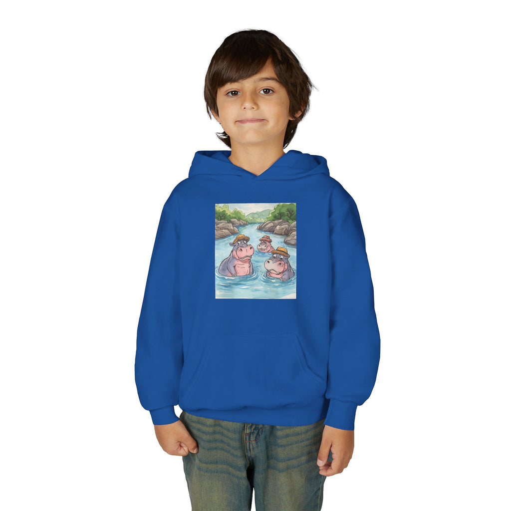 Hippo Cute Youth Heavy Blend Hooded Sweatshirt
