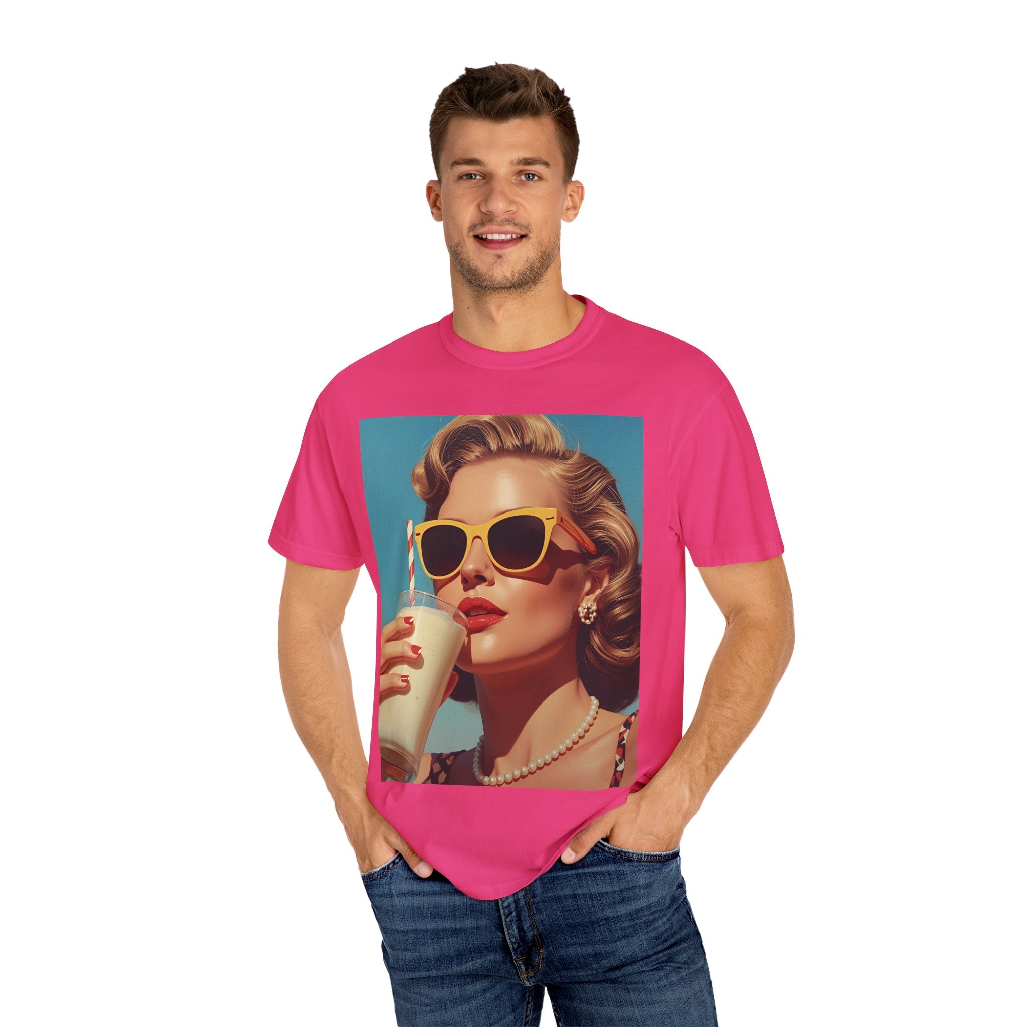 Retro Pop Art Summer Vibe T-shirt | Unisex Garment-Dyed Tee, Vintage Style Shirt, Trendy Summer Wear, Perfect Gift for Her, Casual Everyday Top