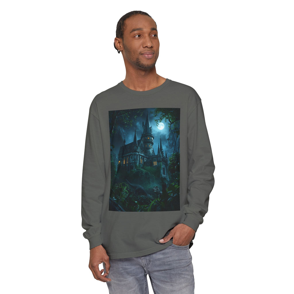 Mystical Night Scene Unisex Garment-dyed Long Sleeve T-Shirt