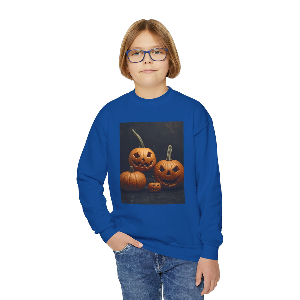Spooky Halloween Pumpkin Youth Crewneck Sweatshirt
