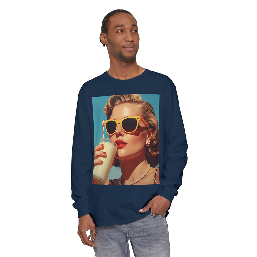 Retro Pop Art Long Sleeve T-Shirt, Vintage Graphic Tee, Fashion Top, Summer Style shirt, Gift for Art Lovers, Casual Wear