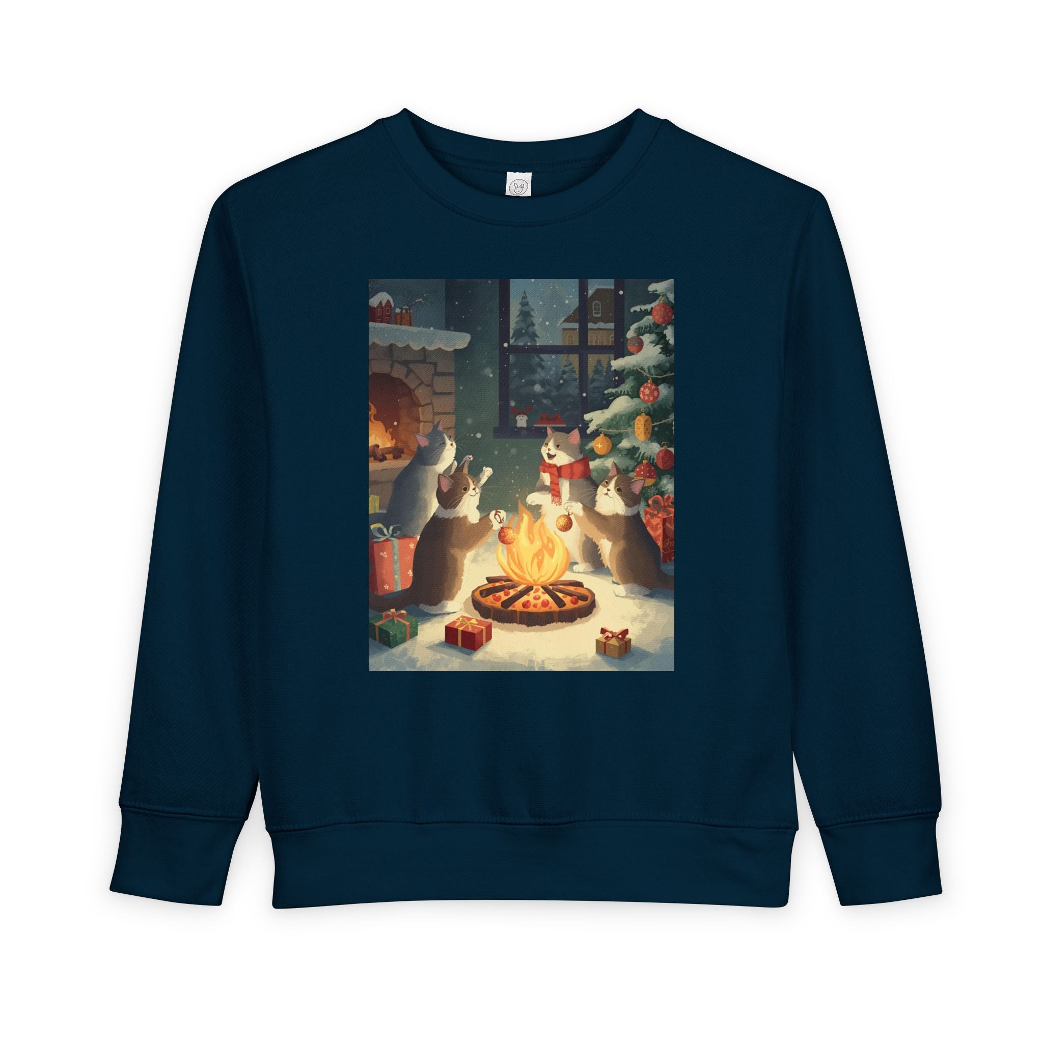 Cozy Holiday Toddler Sweatshirt, Christmas Gift, Cute Cat Design, Winter Apparel, Kids Holiday Clothing, Family Matching