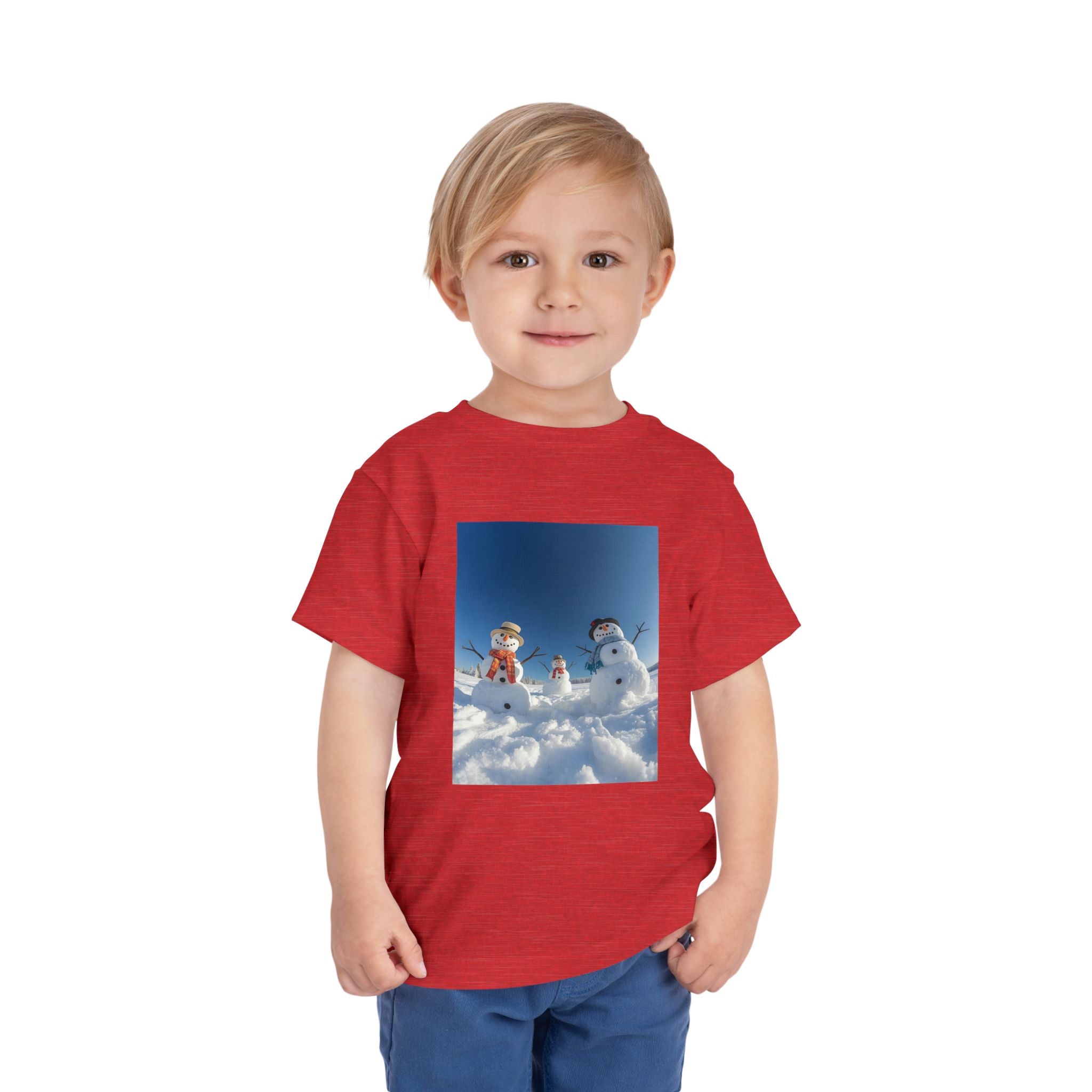 Festive Christmas Snowman Family Toddler Short Sleeve Tee