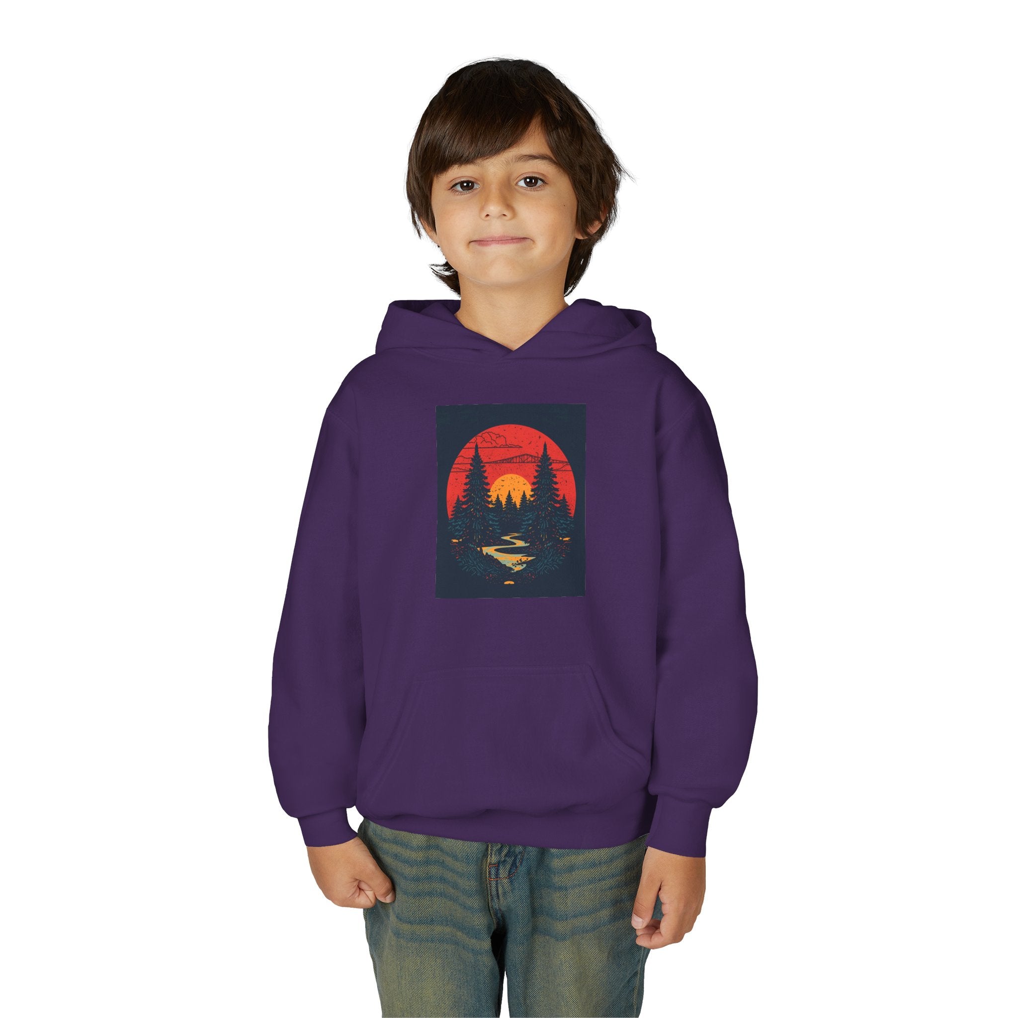 Nature Inspired Forest Youth Heavy Blend Hooded Sweatshirt