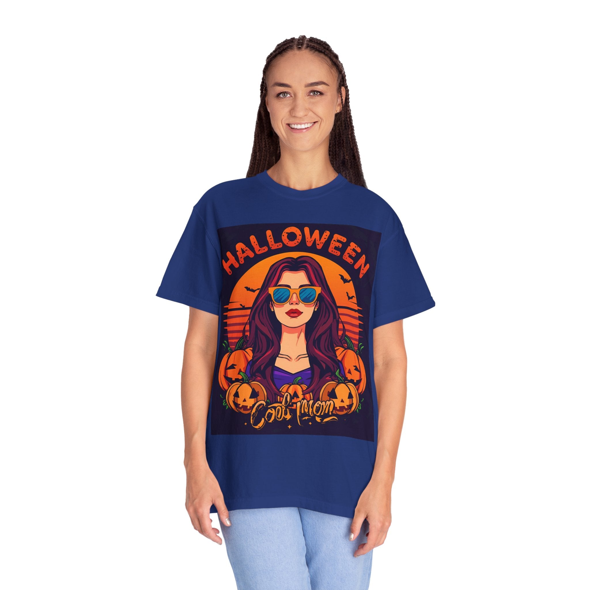 Halloween Cool Mom T-Shirt, Unisex Garment-Dyed Tee, Spooky Season Apparel, Fall Fashion, Halloween Costume Shirt