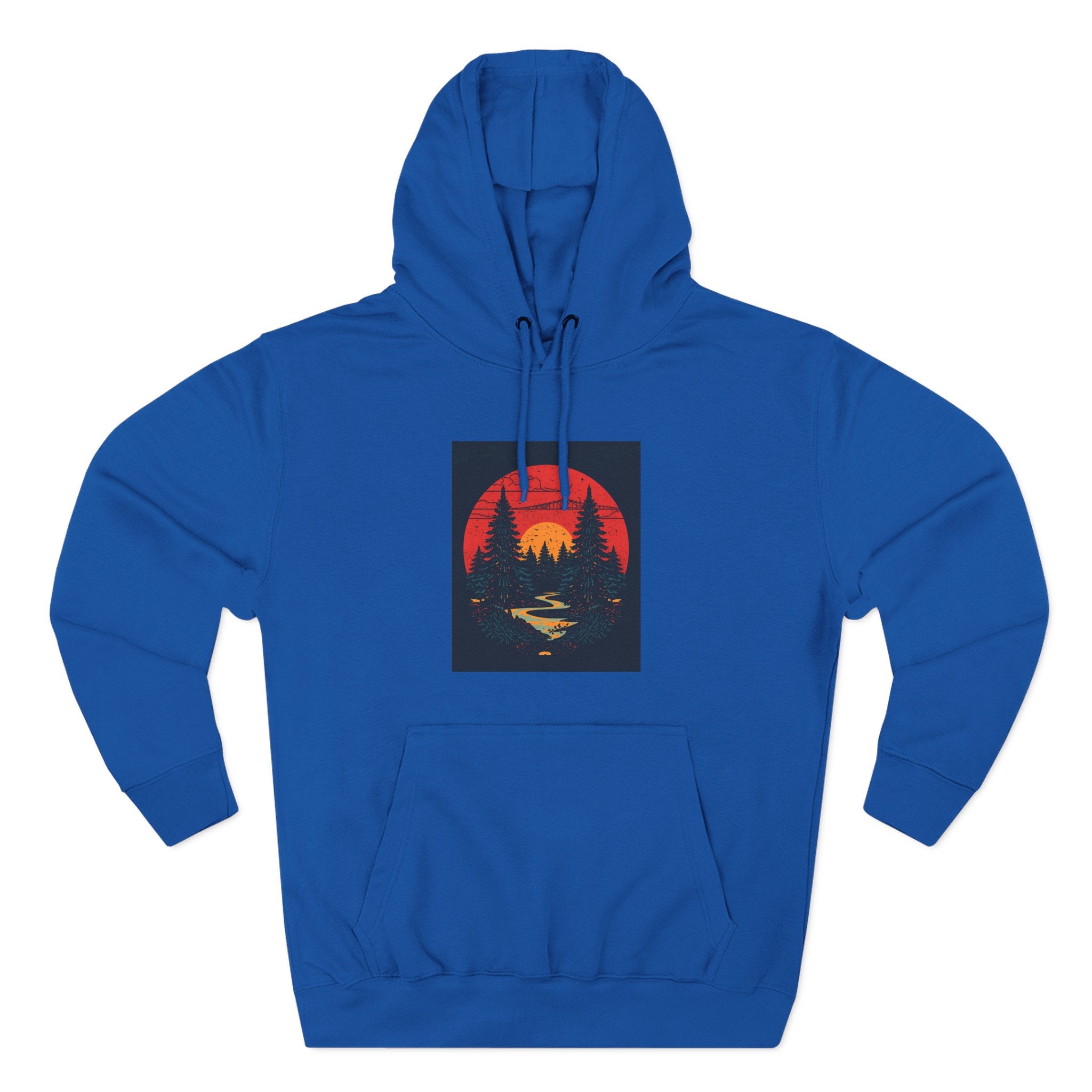Cozy Nature Sunset Hoodie, Graphic Fleece Sweatshirt, Outdoor Apparel, Fall Fashion, Gift for Nature Lovers, Winter Wear