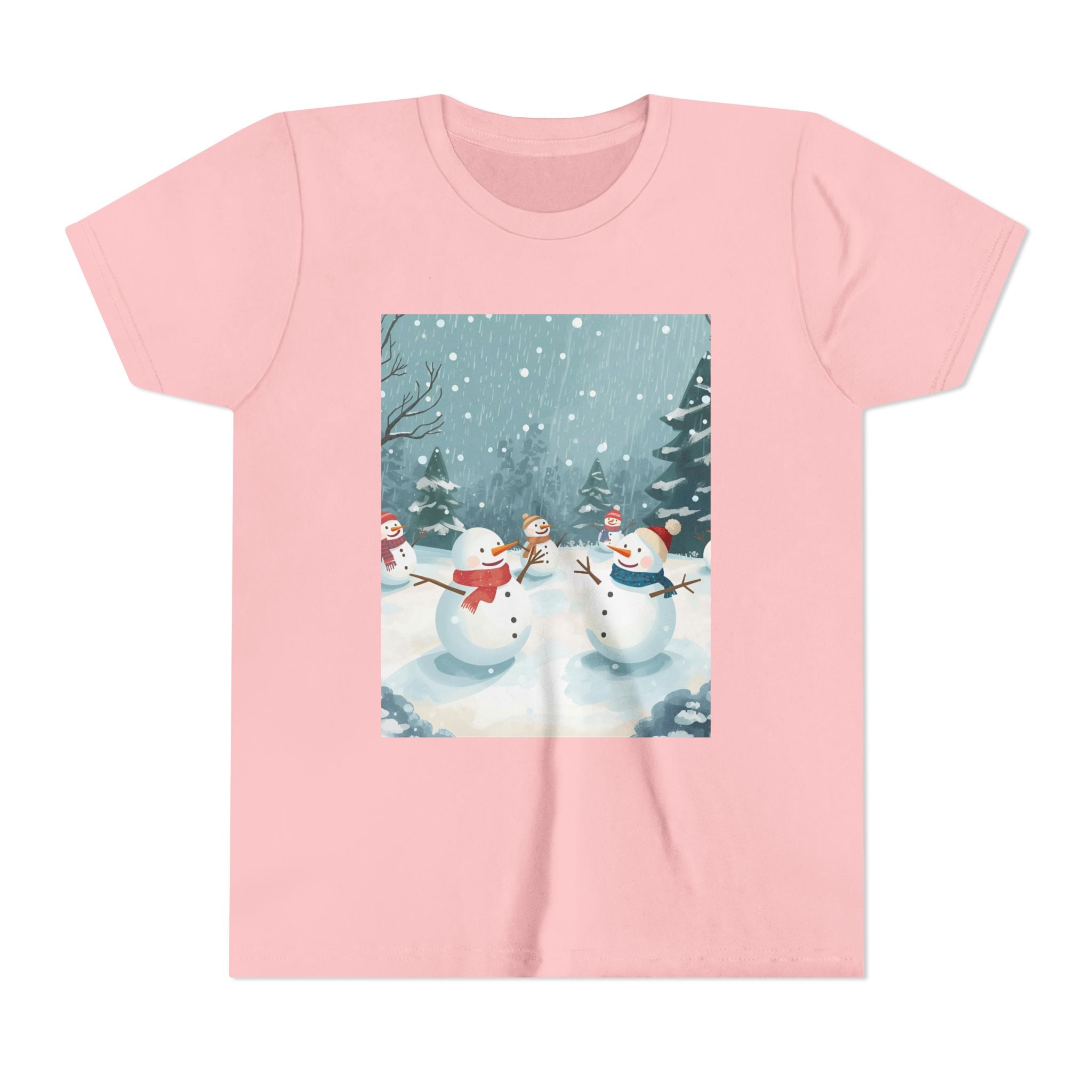 Festive Christmas Snowman Youth Short Sleeve Tee