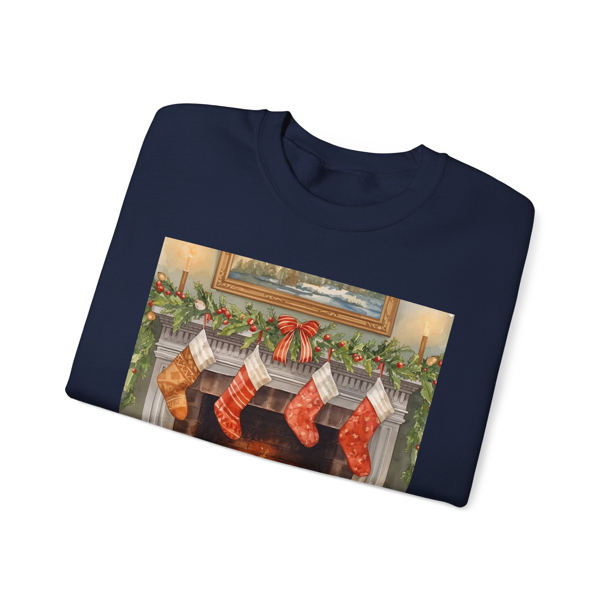 Christmas Stocking Fireplace Unisex Heavy Blend™ Crewneck Sweatshirt