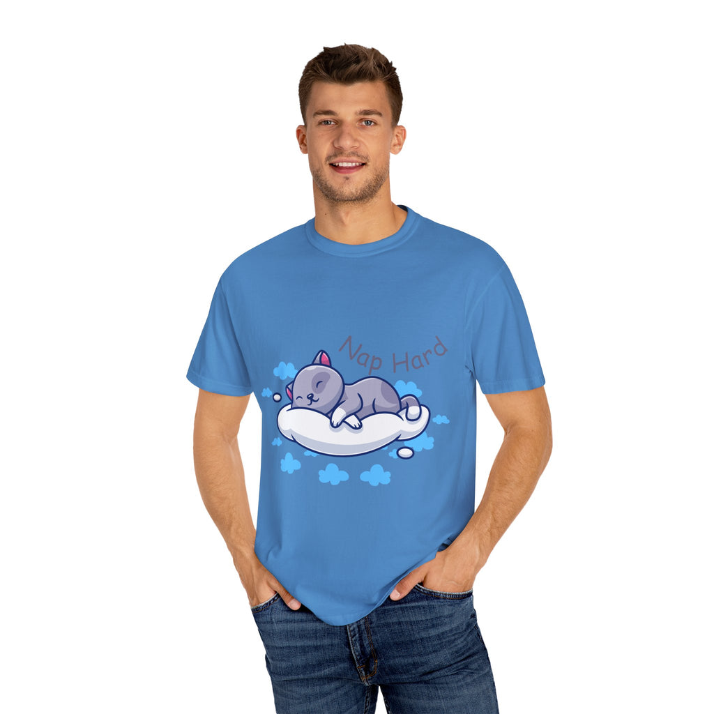 Cat Nap Graphic T-shirt, Cute Cat Tee, Relaxed Fit Apparel, Gift for Cat Lovers, Cozy Lounge Wear, Funny Pet Humor Top