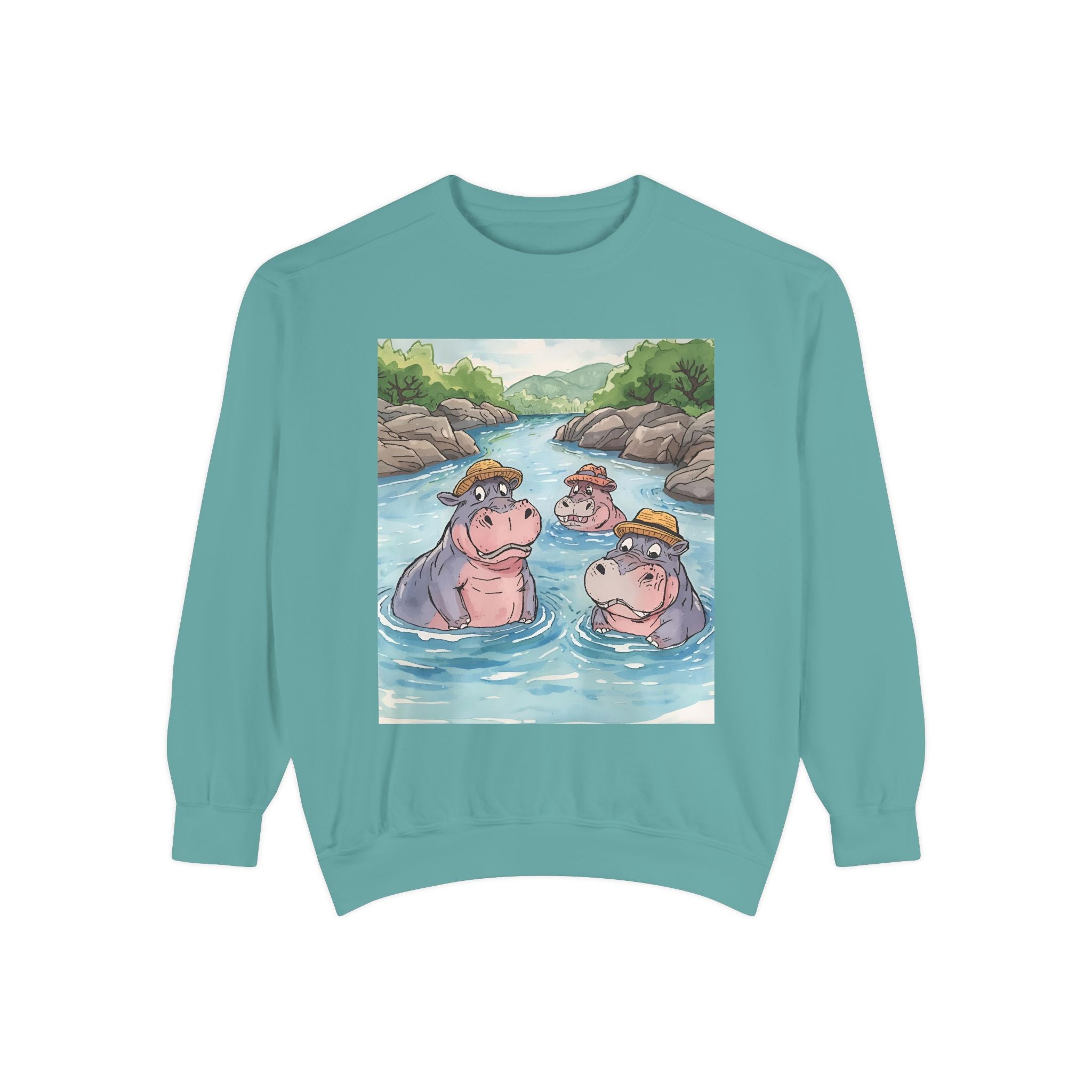 Hippo Cute Unisex Garment-Dyed Sweatshirt